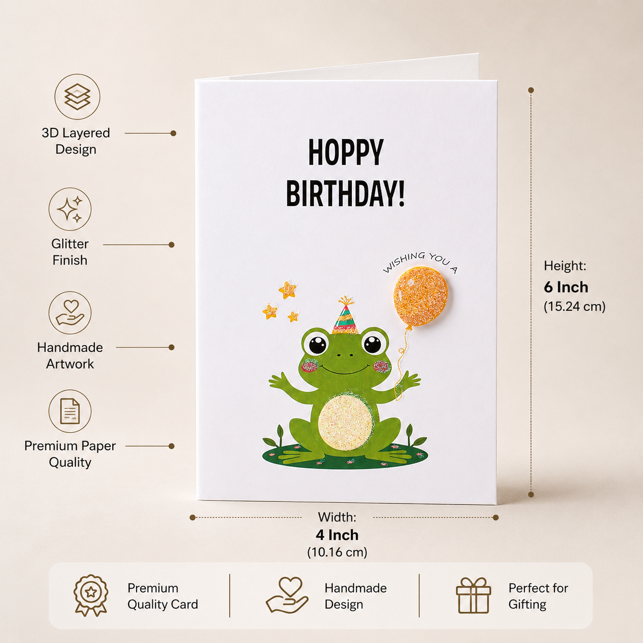 Greeting Card & Envelope Hoppy Birthday 4 X 6inch 2pc