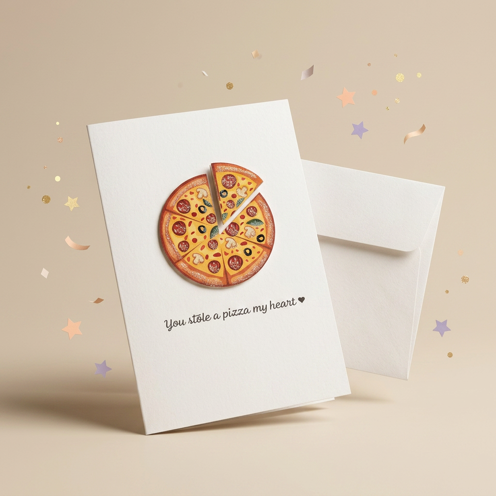 Greeting Card & Envelope Pizza My Heart 4 X 6inch 2pc