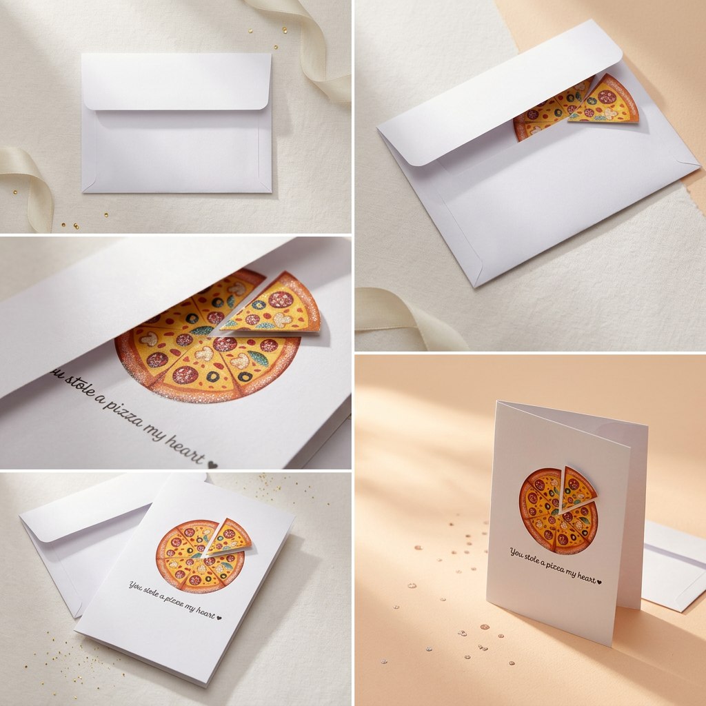 Greeting Card & Envelope Pizza My Heart 4 X 6inch 2pc