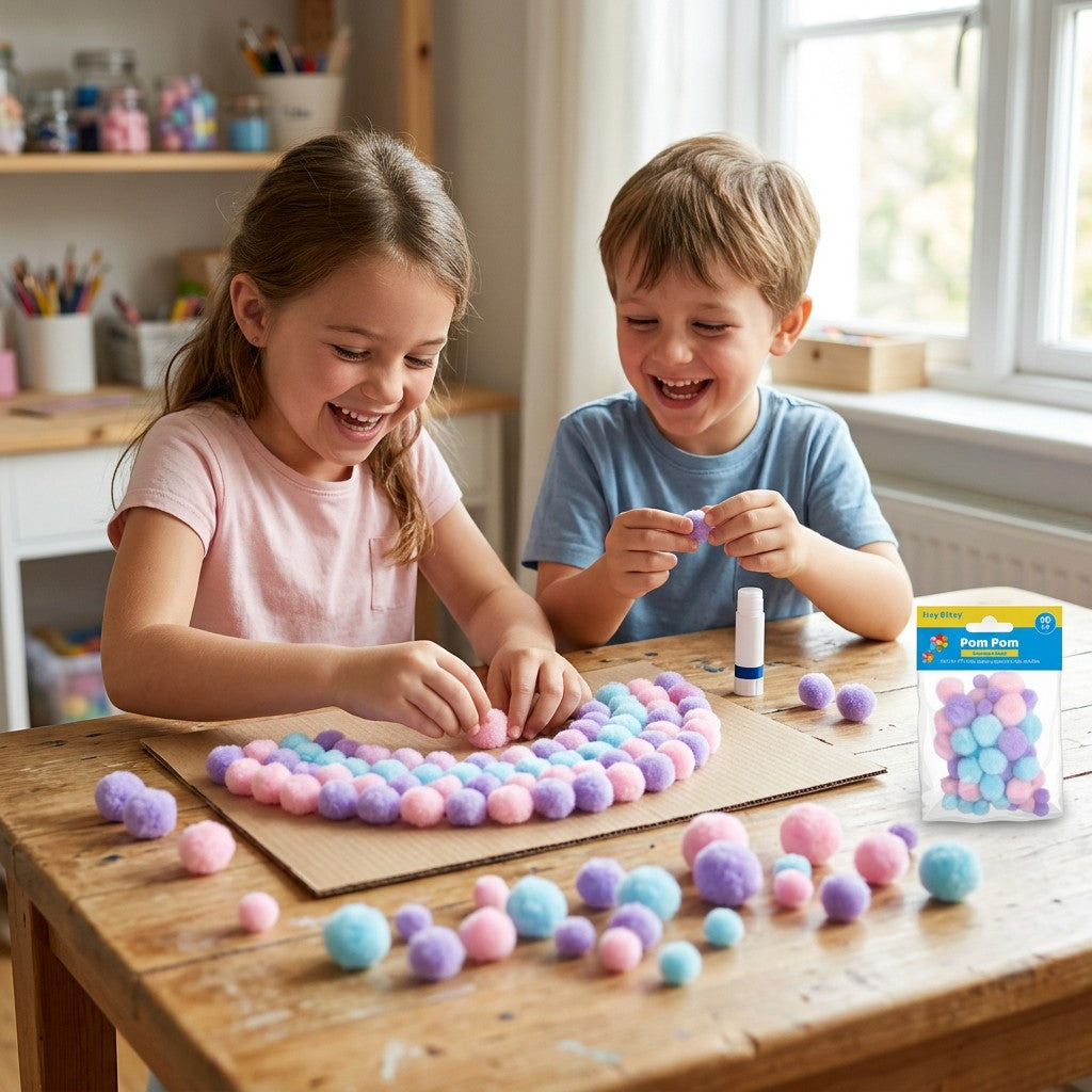 Pom Pom Pastel Assorted Sizes 46pc