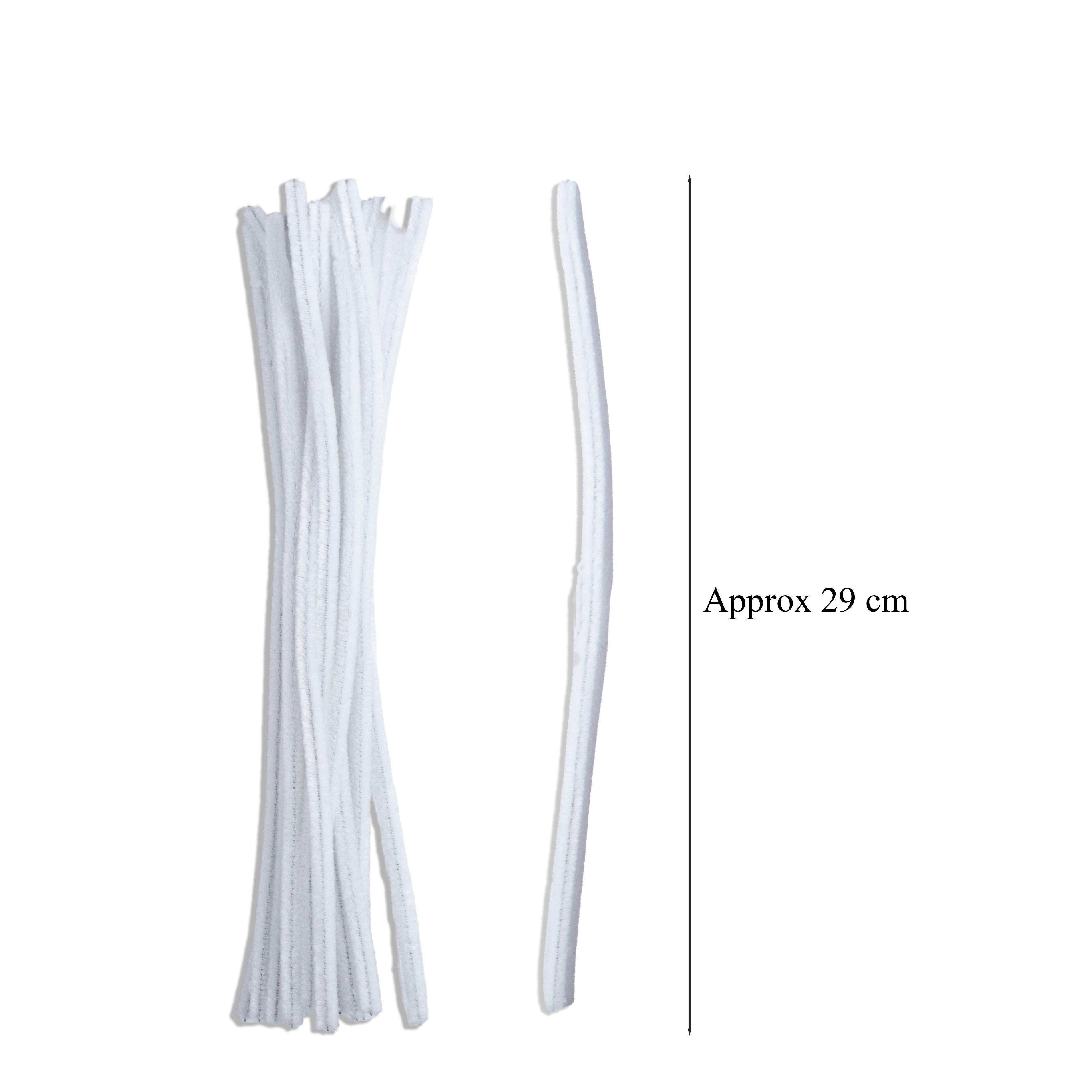 Chenille Stems White 18pc