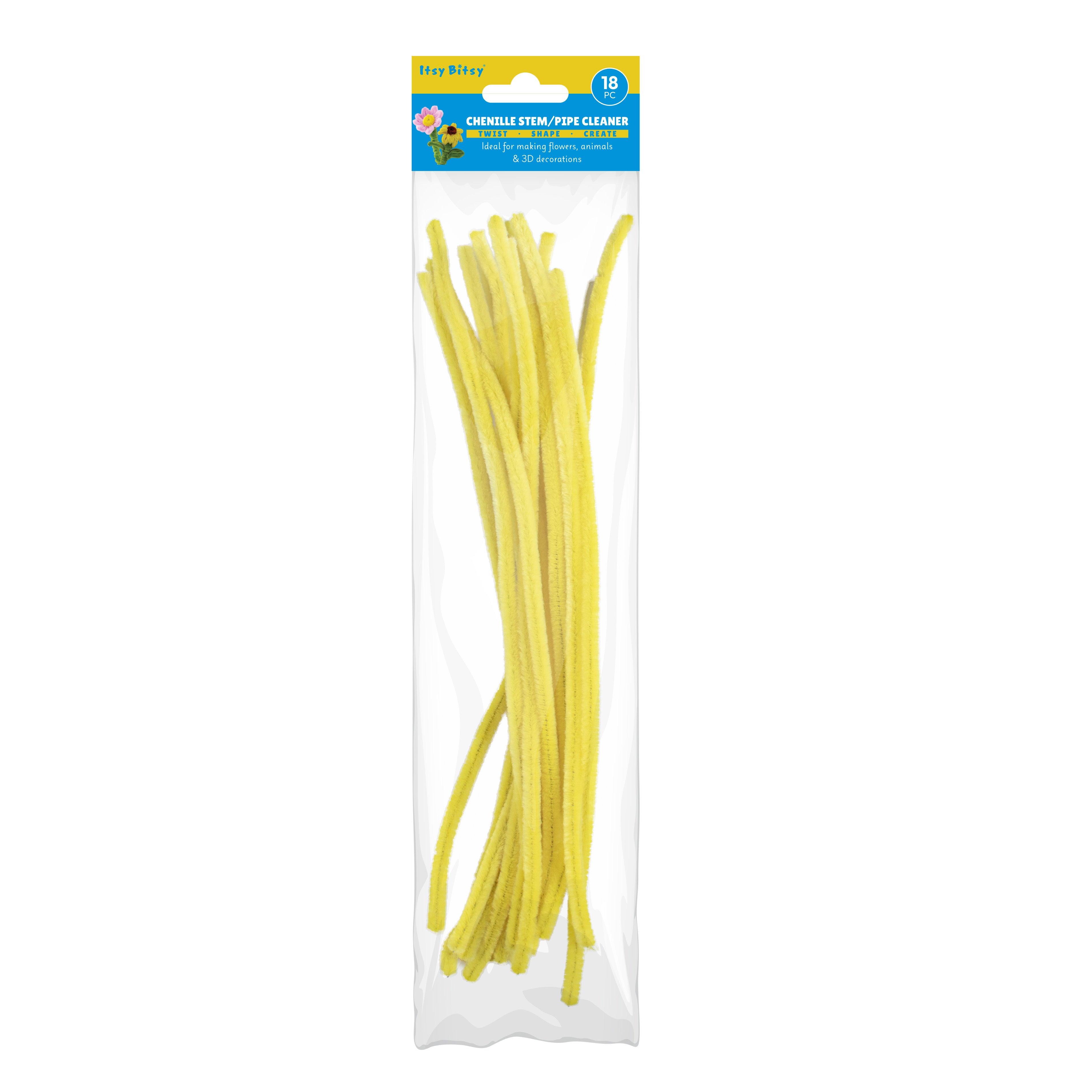Chenille Stems Bright Yellow 18pc