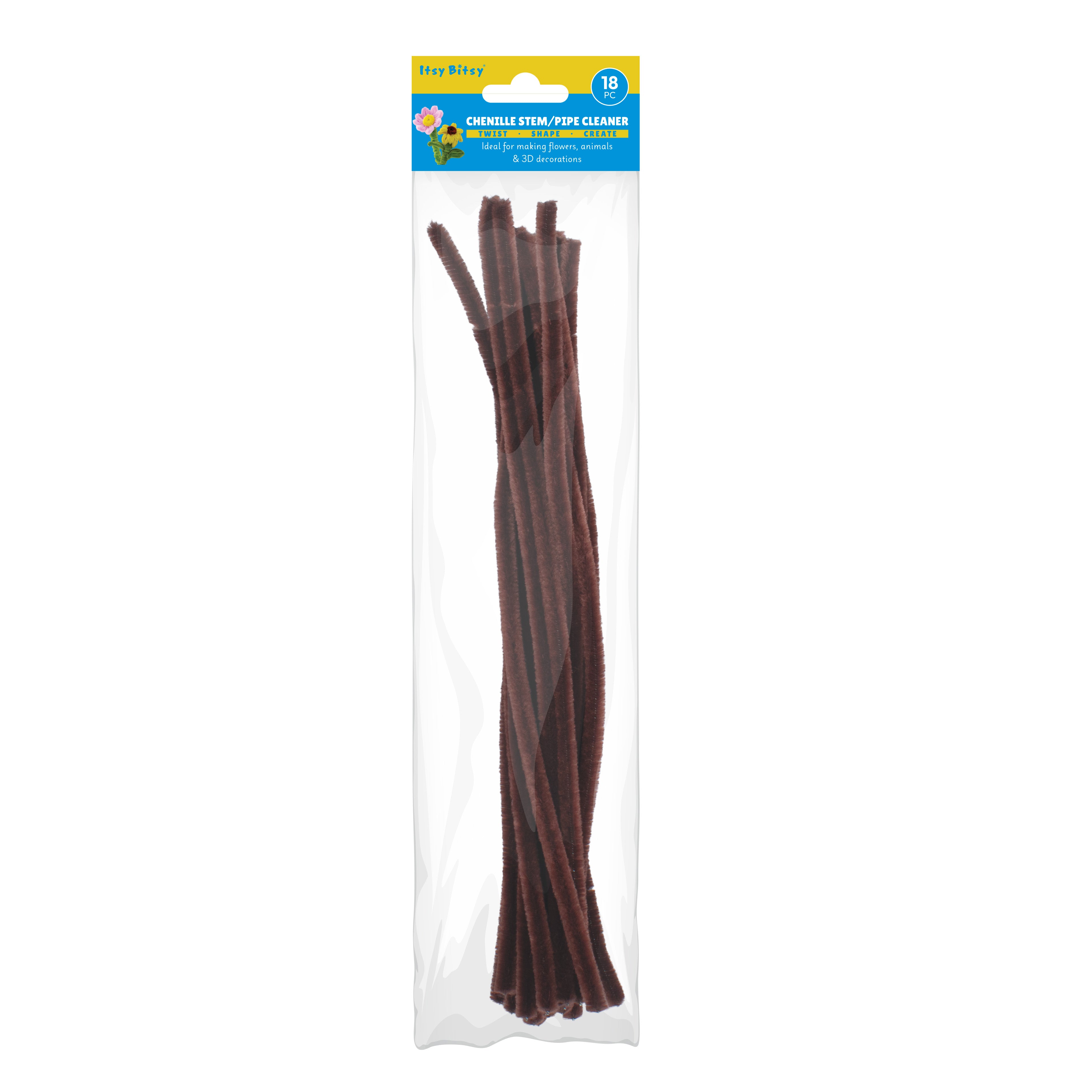 Chenille Stems Dark Brown 18pc