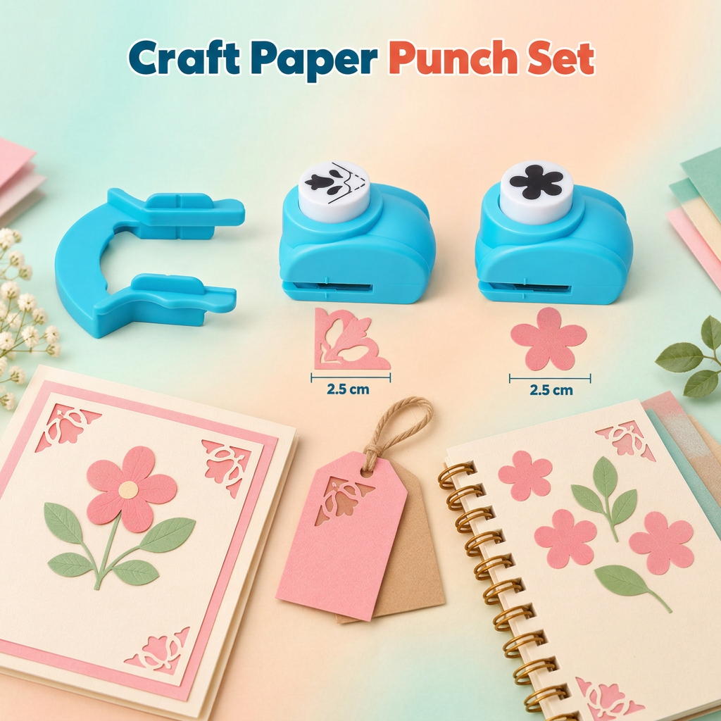 Multi Punch 8pc Set 3 X 10mm 2 X 16mm 1 X 25mm punch 1 X 25mm corner punch 1pc border punch in organizer Box IB