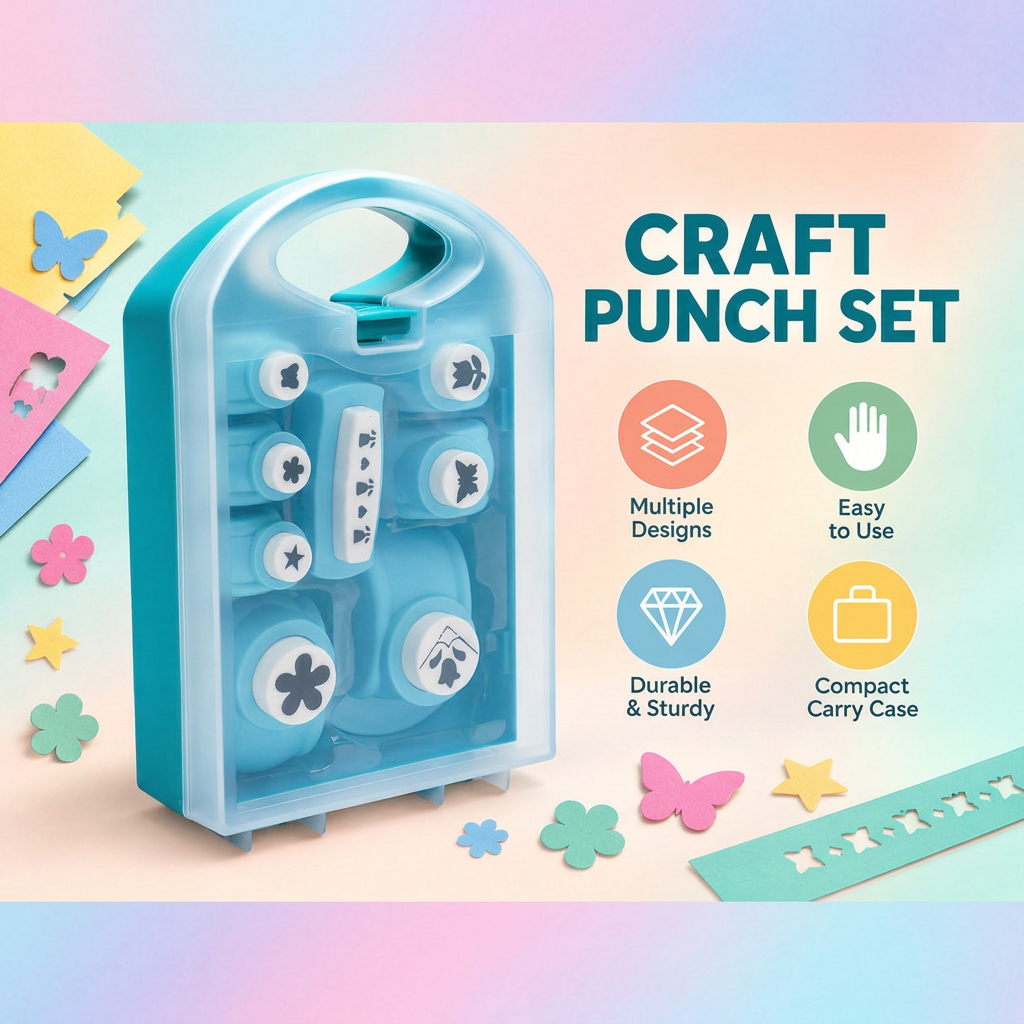 Multi Punch 8pc Set 3 X 10mm 2 X 16mm 1 X 25mm punch 1 X 25mm corner punch 1pc border punch in organizer Box IB