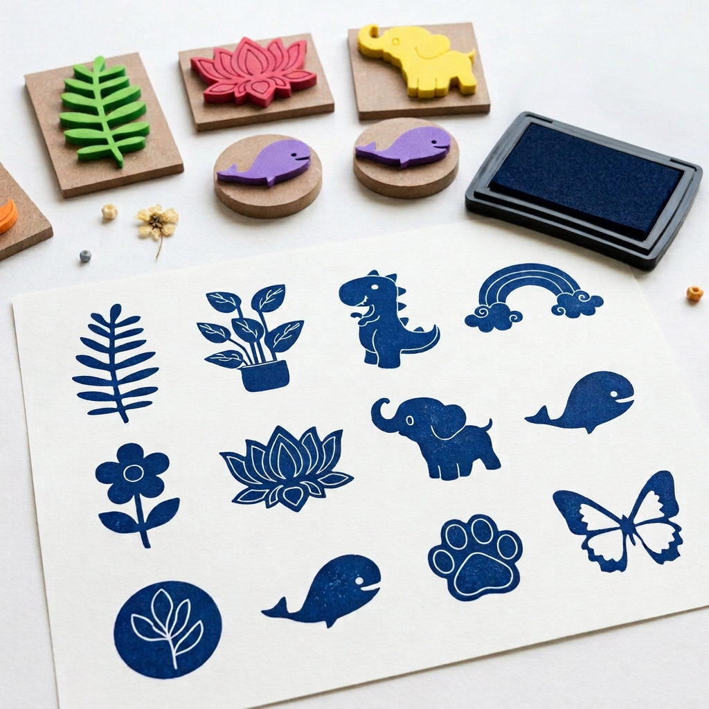 Foam Stamp Lotus 4.4 x 3.6cm X 5mm Thick (MDF Base 5.5mm thick square 5 x 5cm) 1pc