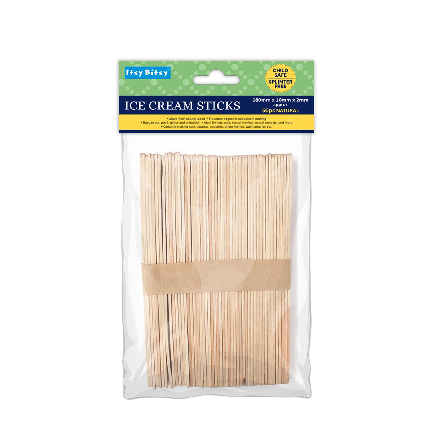 Ice Cream Sticks Natural 180 x 10 x 2mm
