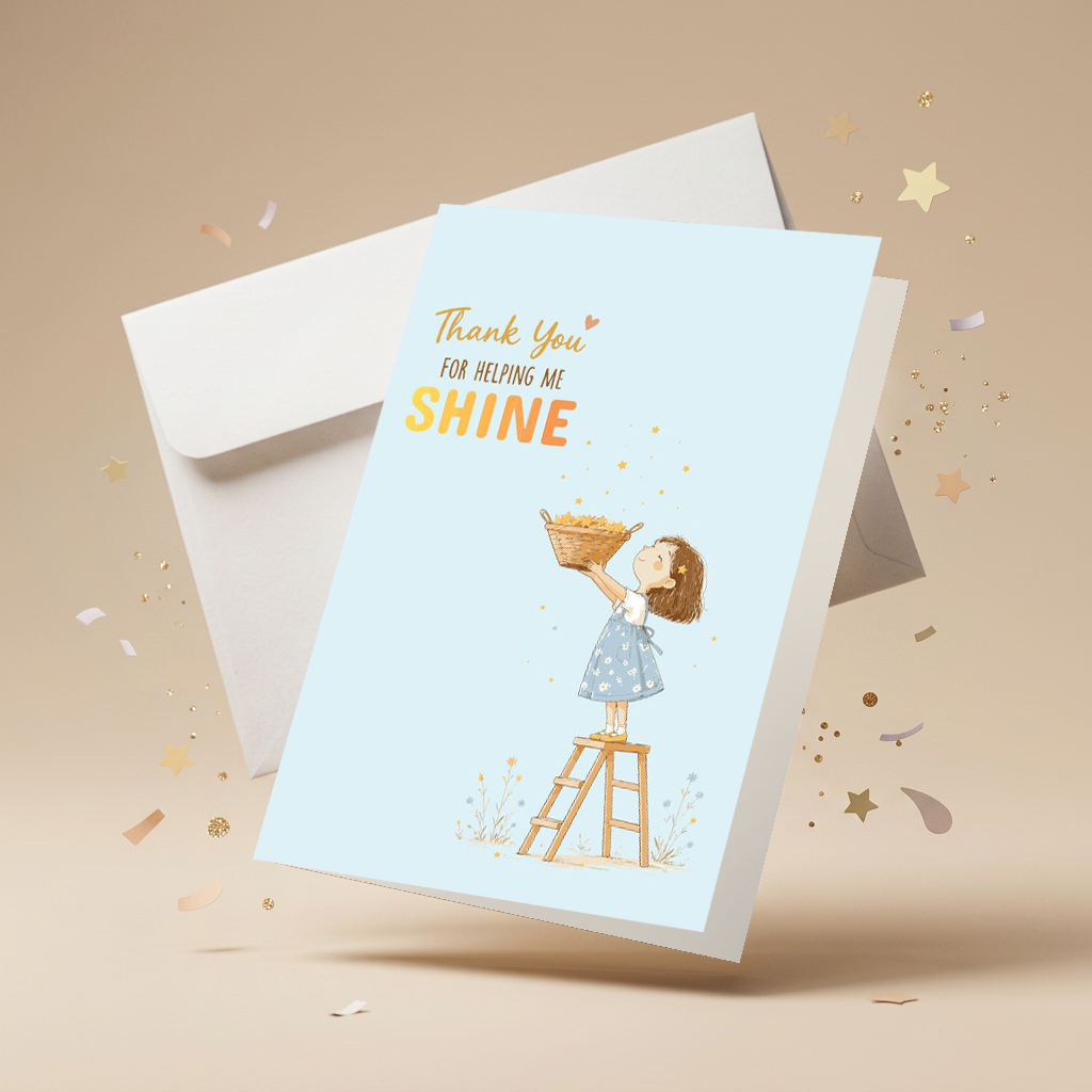 Greeting Card & Envelope Helping Me Shine 4 X 6inch 2pc PB IB