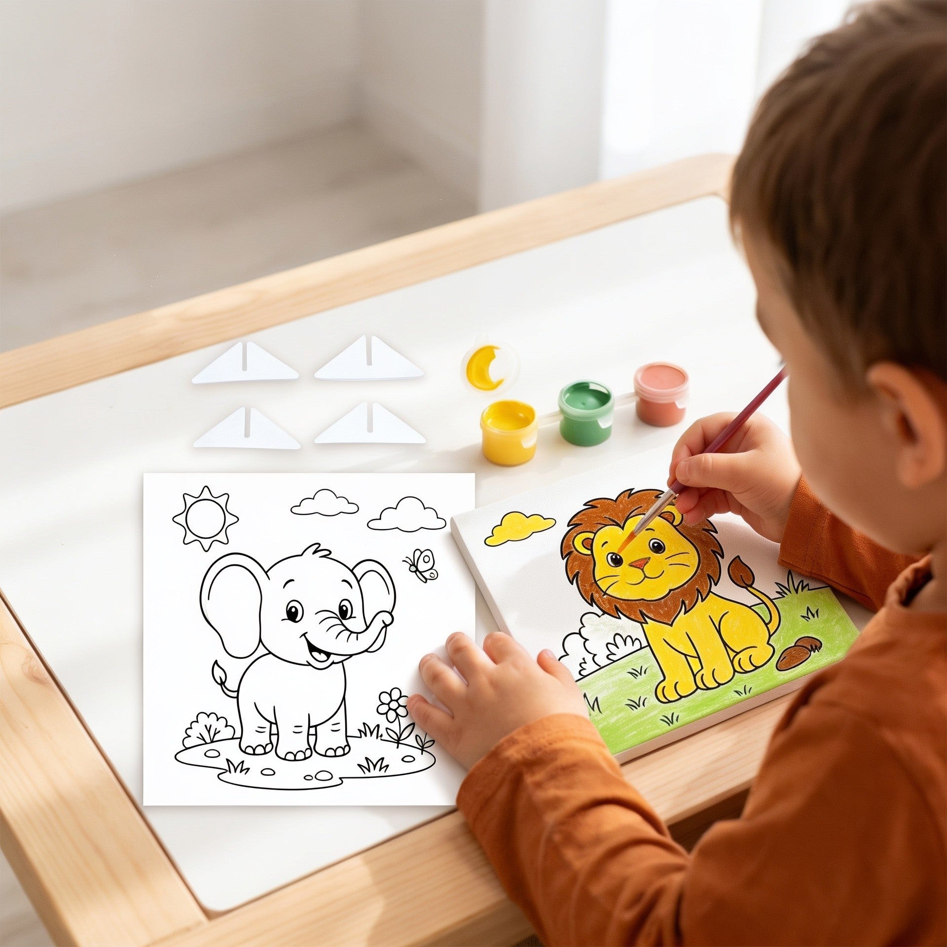 DIY Ready To Paint Wooden Decor - Elephant & Lion, 4 X 4 inch, 2pc