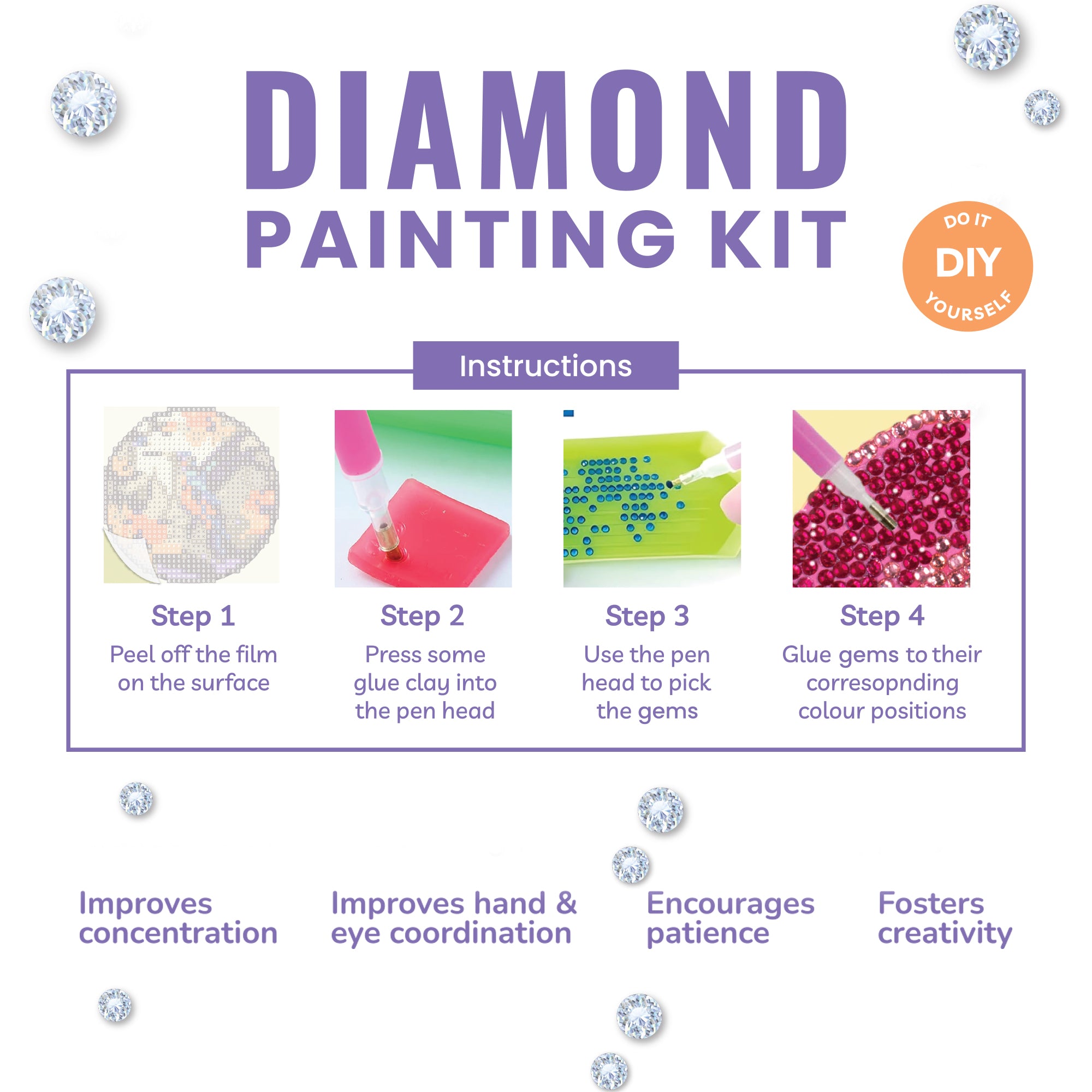 (15 x 15 cm) - 5D Diamond Painting - Parrot + Matching Frame Combo