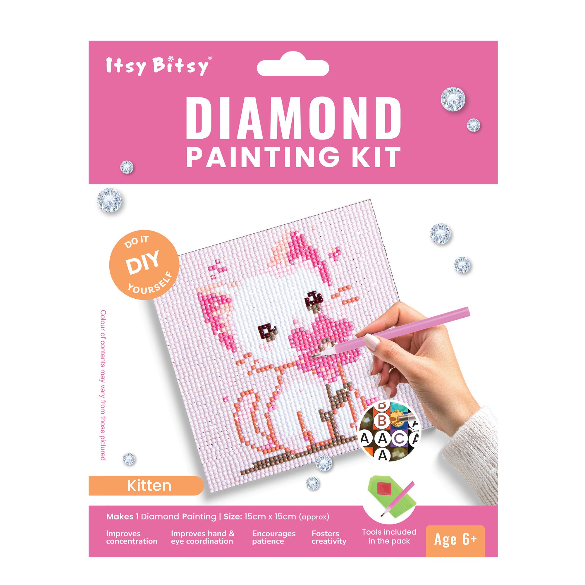 (15 x 15 cm) - 5D Diamond Painting - Cat + Matching Frame Combo