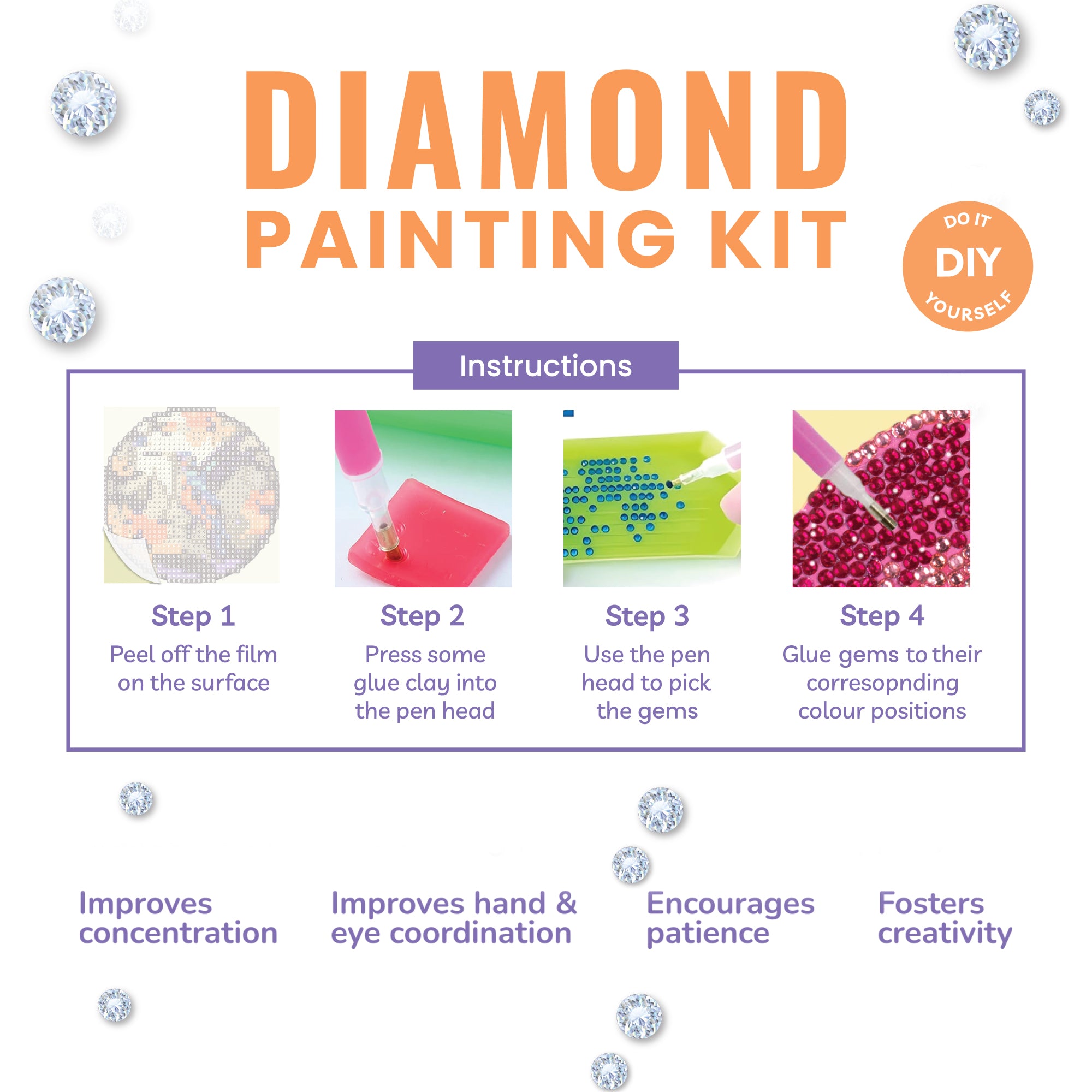 5D Diamond Painting Kit Dog 15 X 15cm 1pc