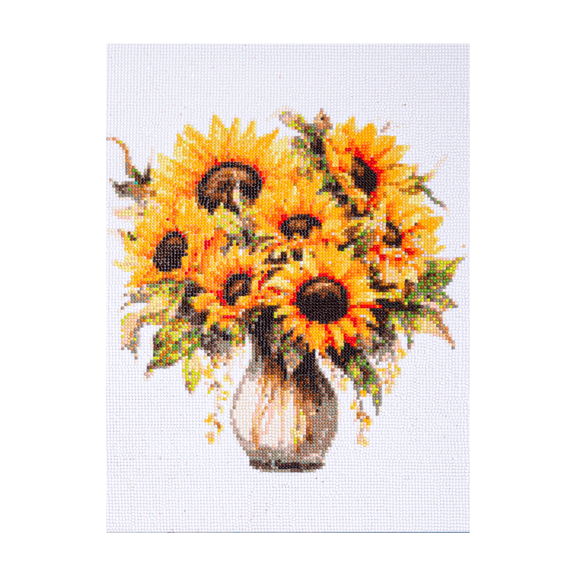 (40 x 50 cm) - 5D Diamond Painting - Sunflower Vase + Matching Frame Combo