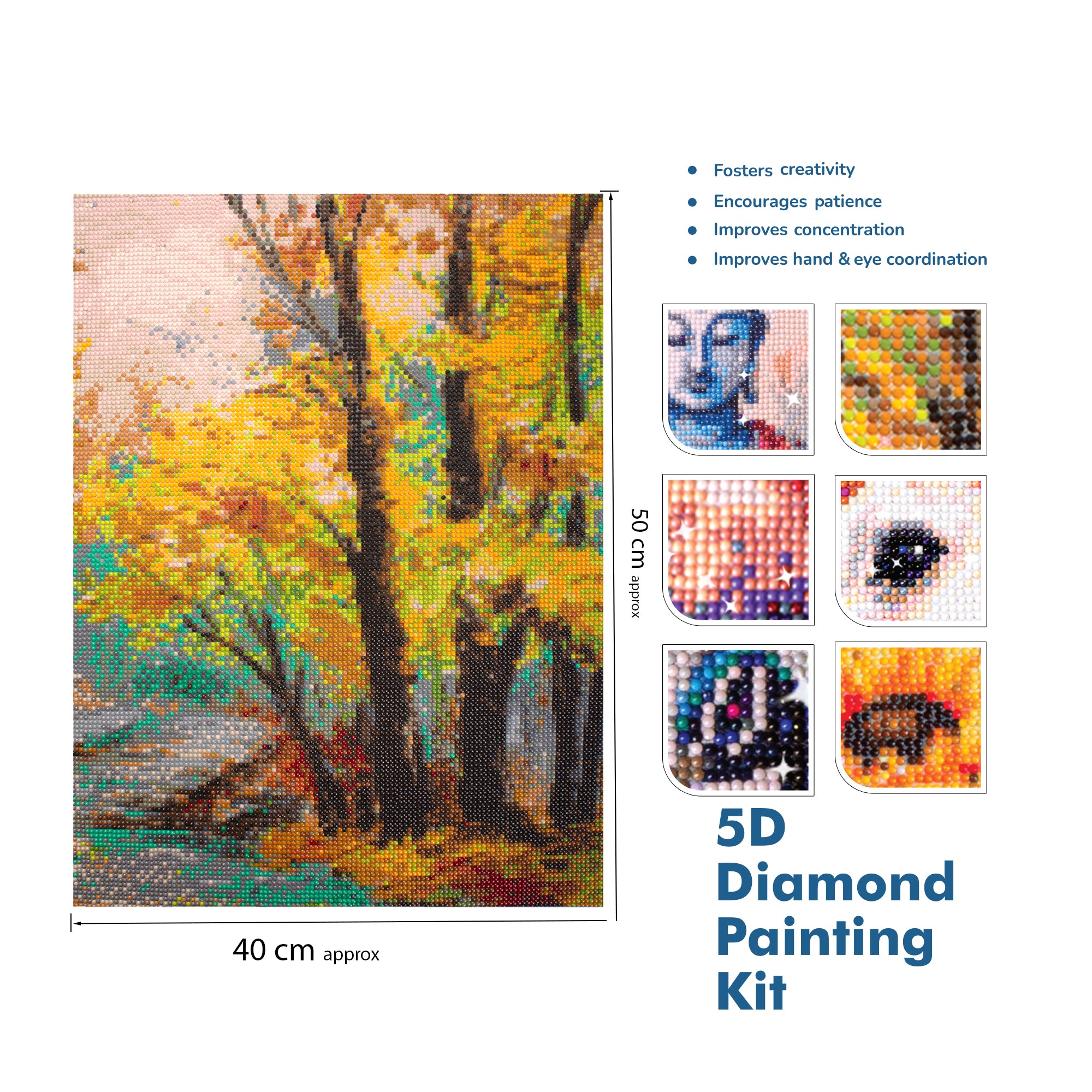 (40 x 50 cm) - 5D Diamond Painting - Enchanted Forest + Matching Frame Combo