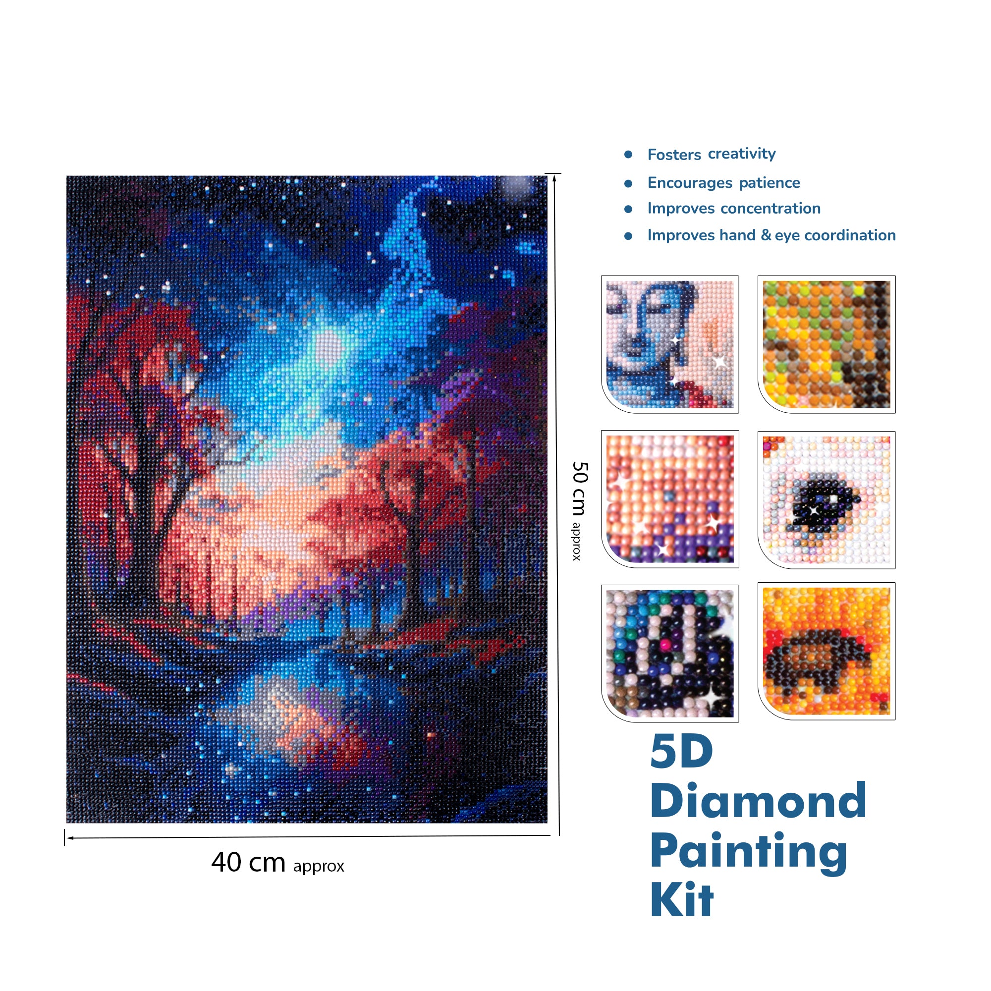 (40 x 50 cm) - 5D Diamond Painting - Starry Sky + Matching Frame Combo