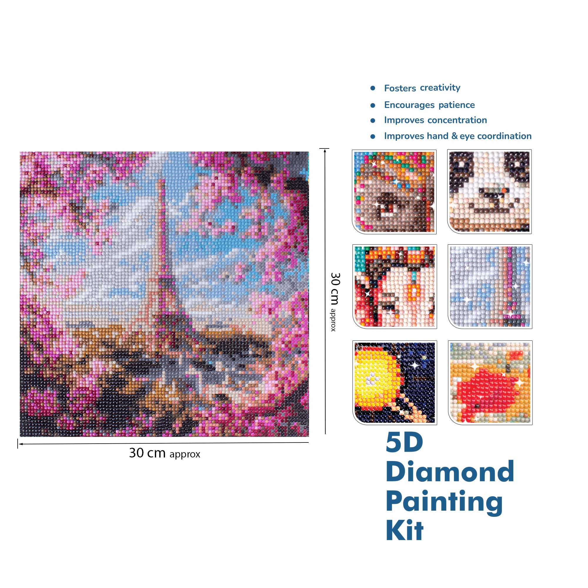 (30 X 30 cm) - 5D Diamond Painting - Blossoms in Paris + Matching Frame Combo