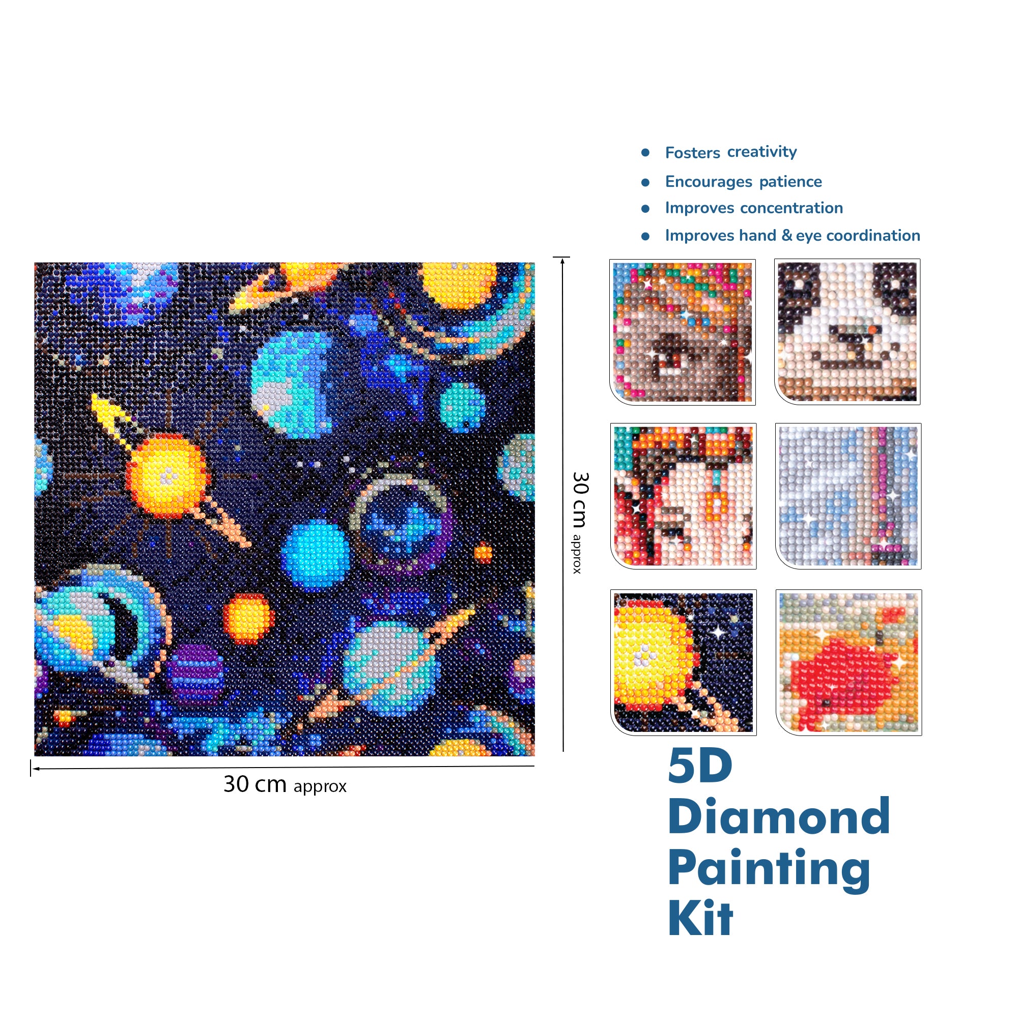 (30 X 30 cm) - 5D Diamond Painting - Mystic Galaxy + Matching Frame Combo