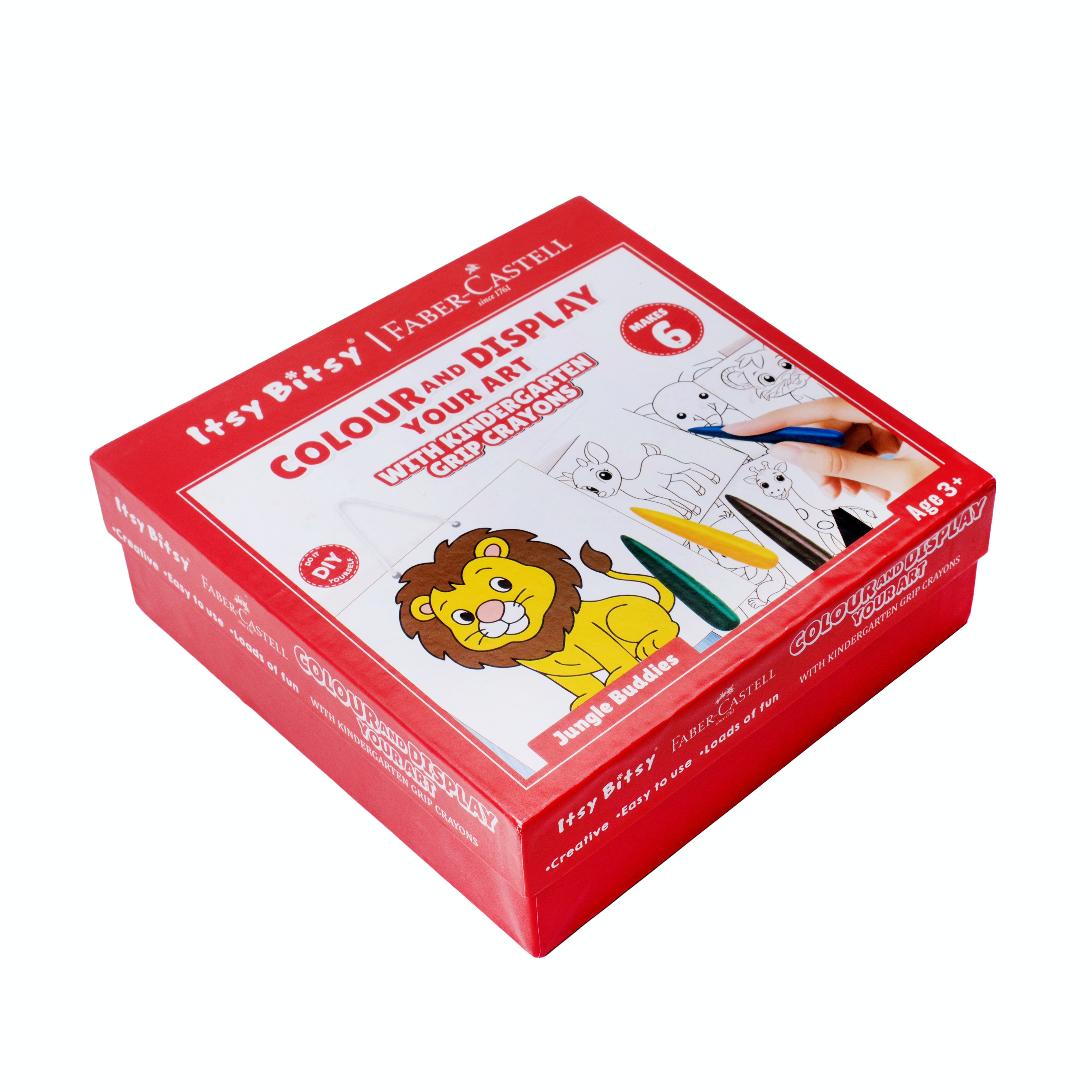 DIY Colour and Display Your Art With 6 Printed Designs & Kindergarten Grip Crayons Jungle Buddies