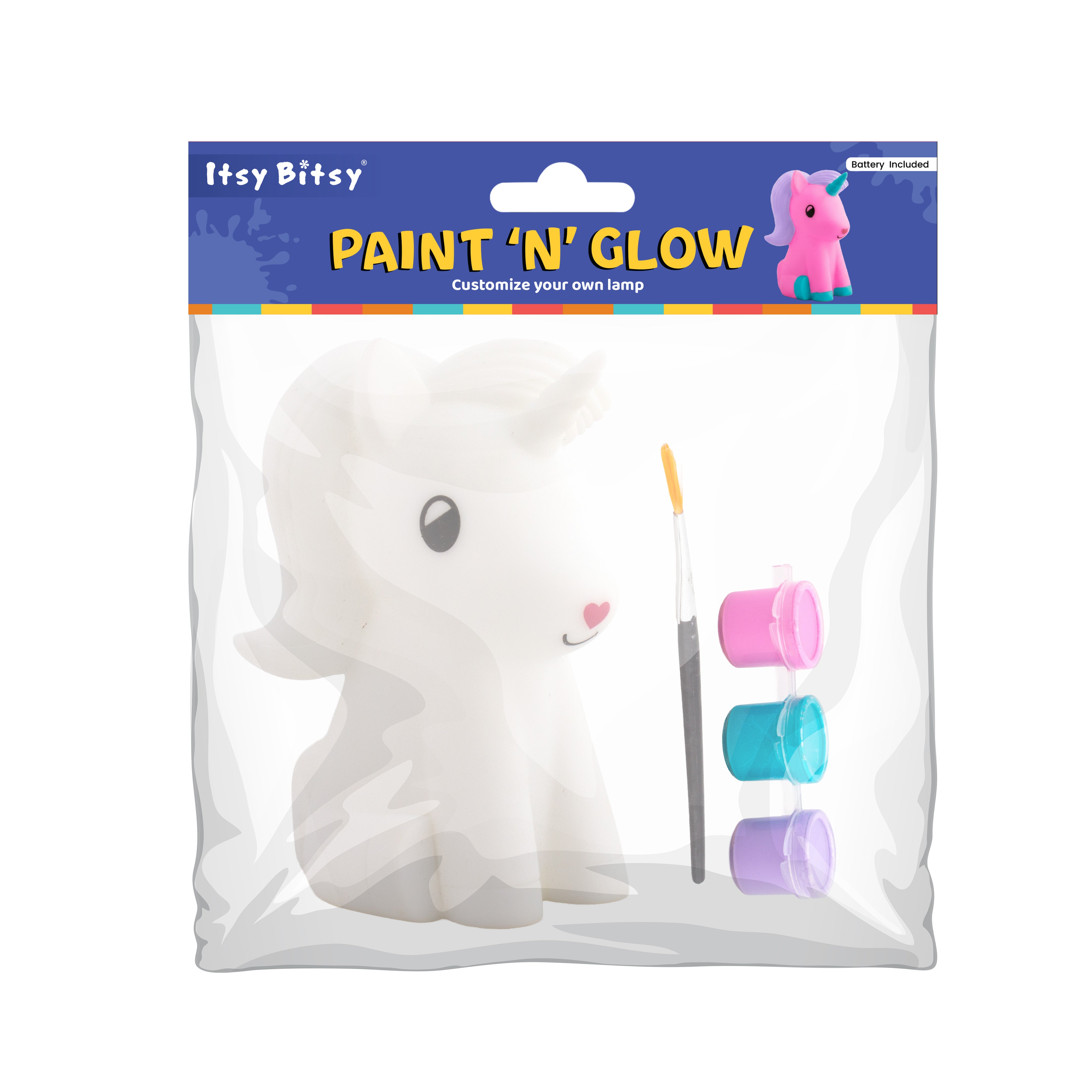 Silicone LED Night Lamp with Acrylic Paint and Brush Unicorn 12.8 x7.1cm