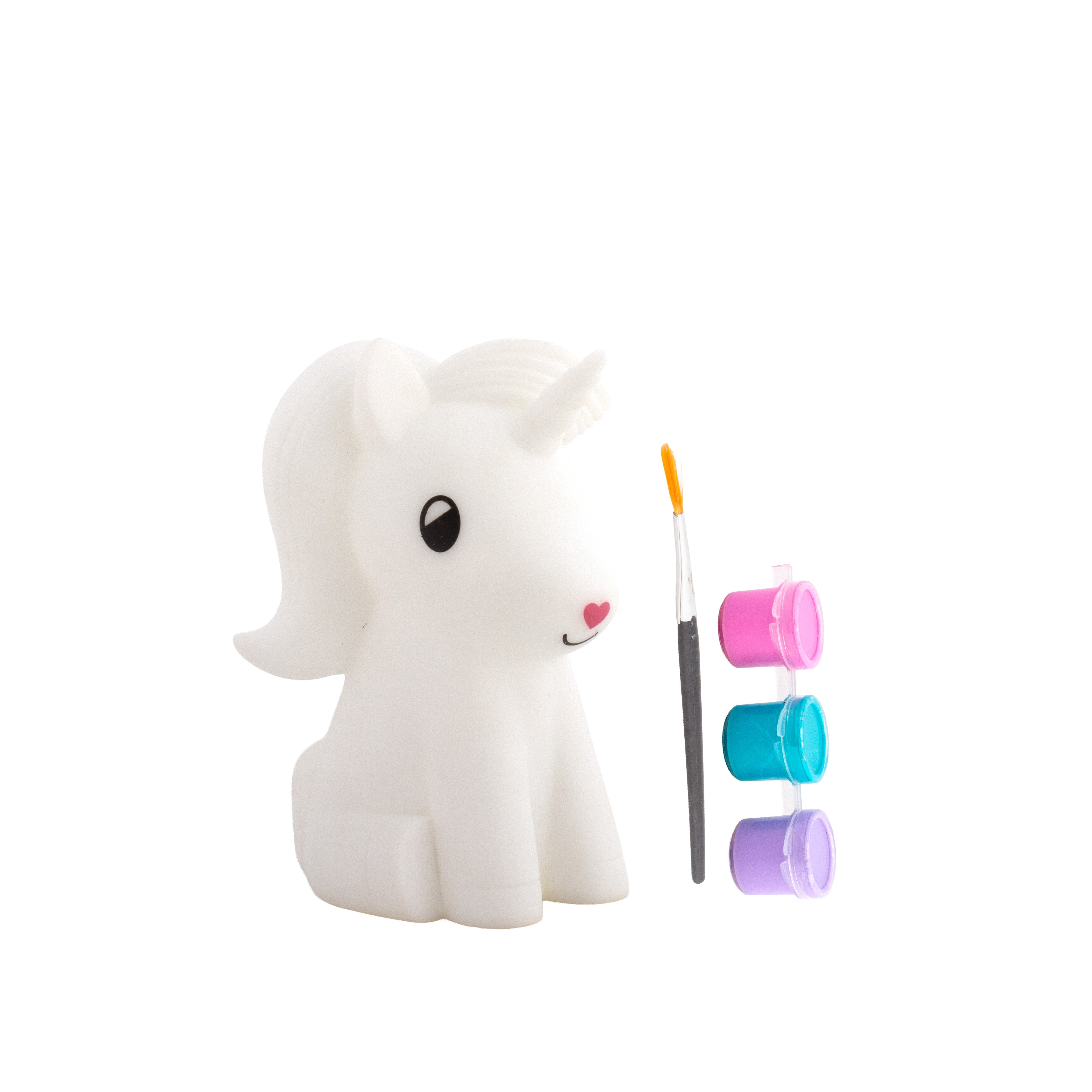 Silicone LED Night Lamp with Acrylic Paint and Brush Unicorn 12.8 x7.1cm