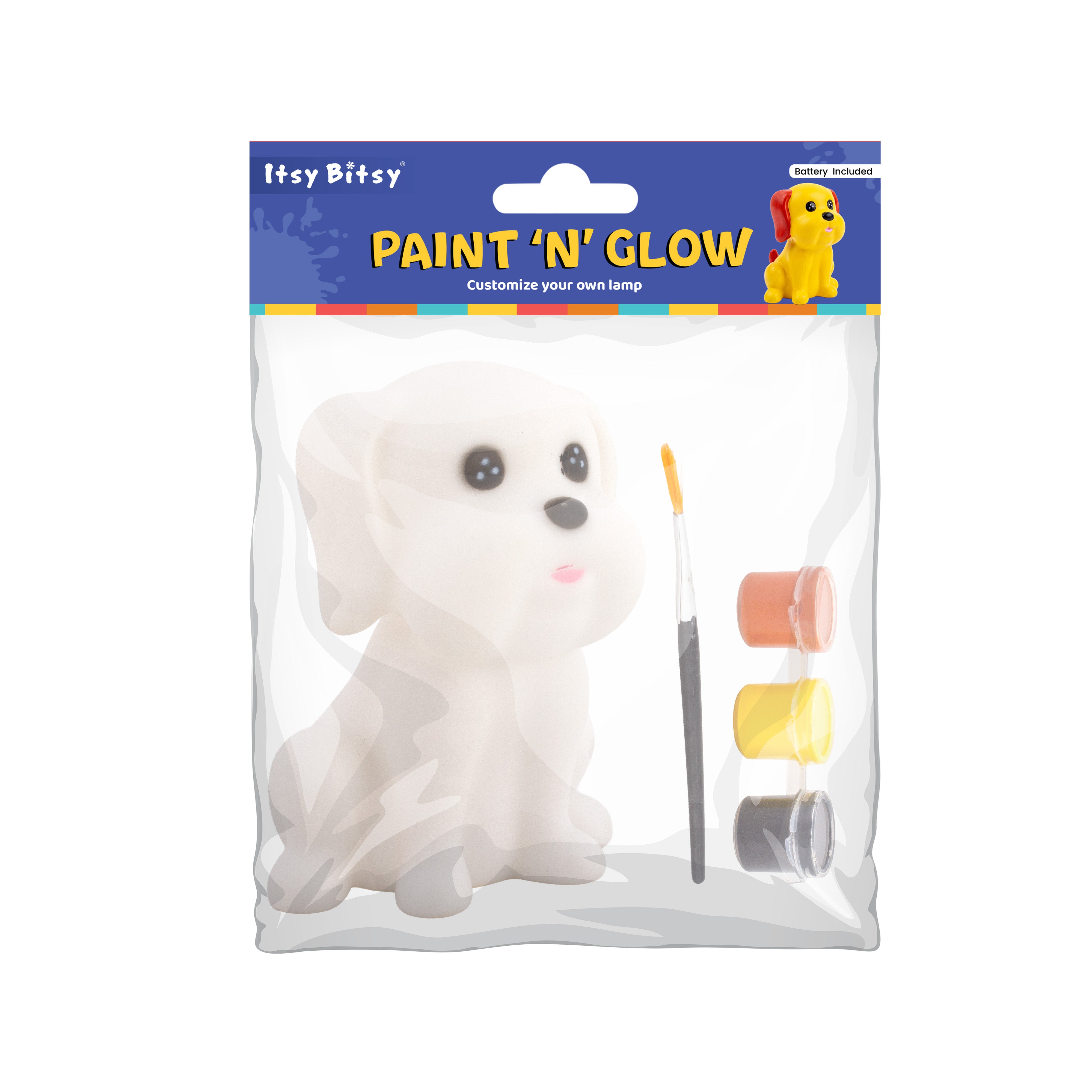 Silicone LED Night Lamp with Acrylic Paint and Brush Puppy 11.5 x8.6cm