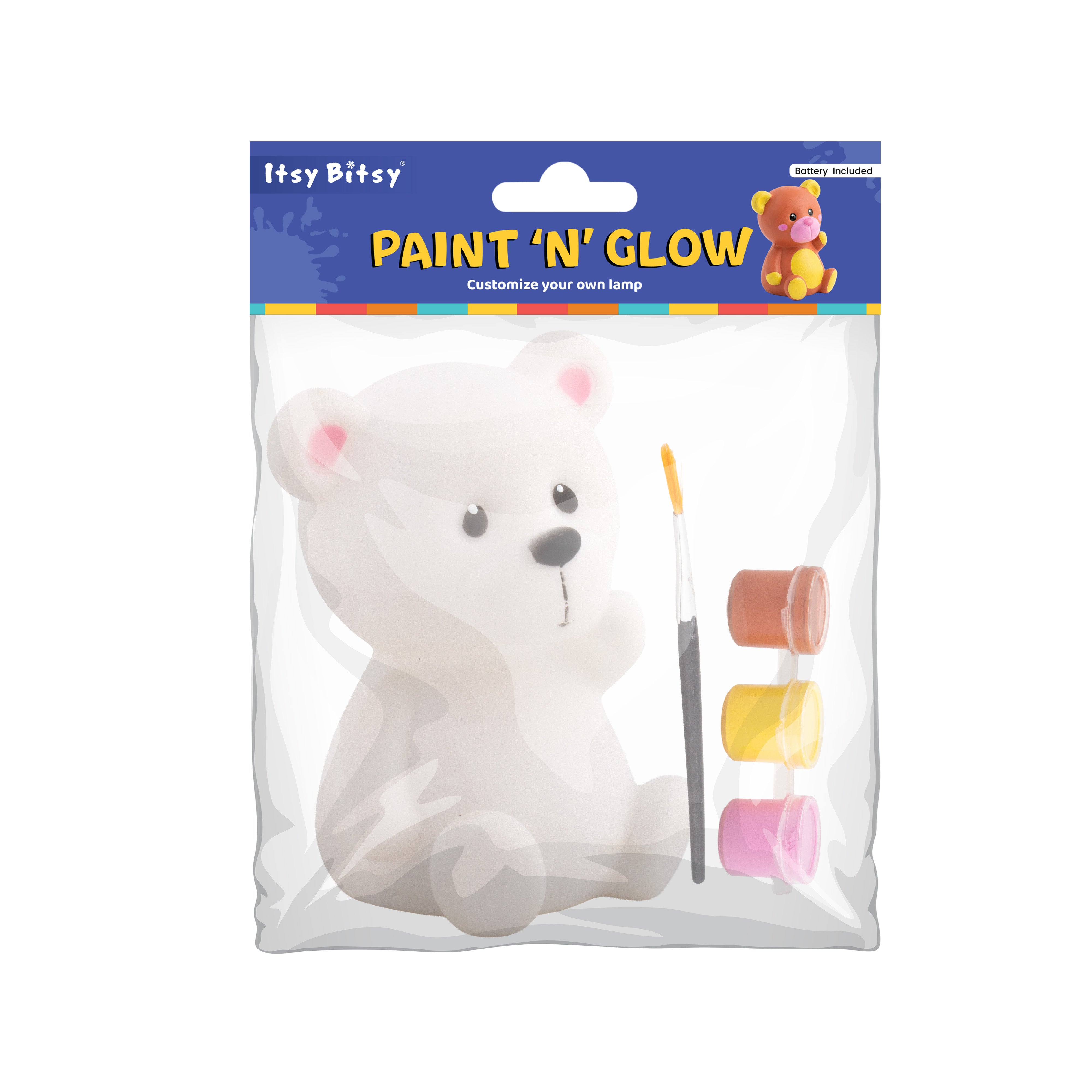 Silicone LED Night Lamp with Acrylic Paint and Brush Teddy 12 x7.8cm