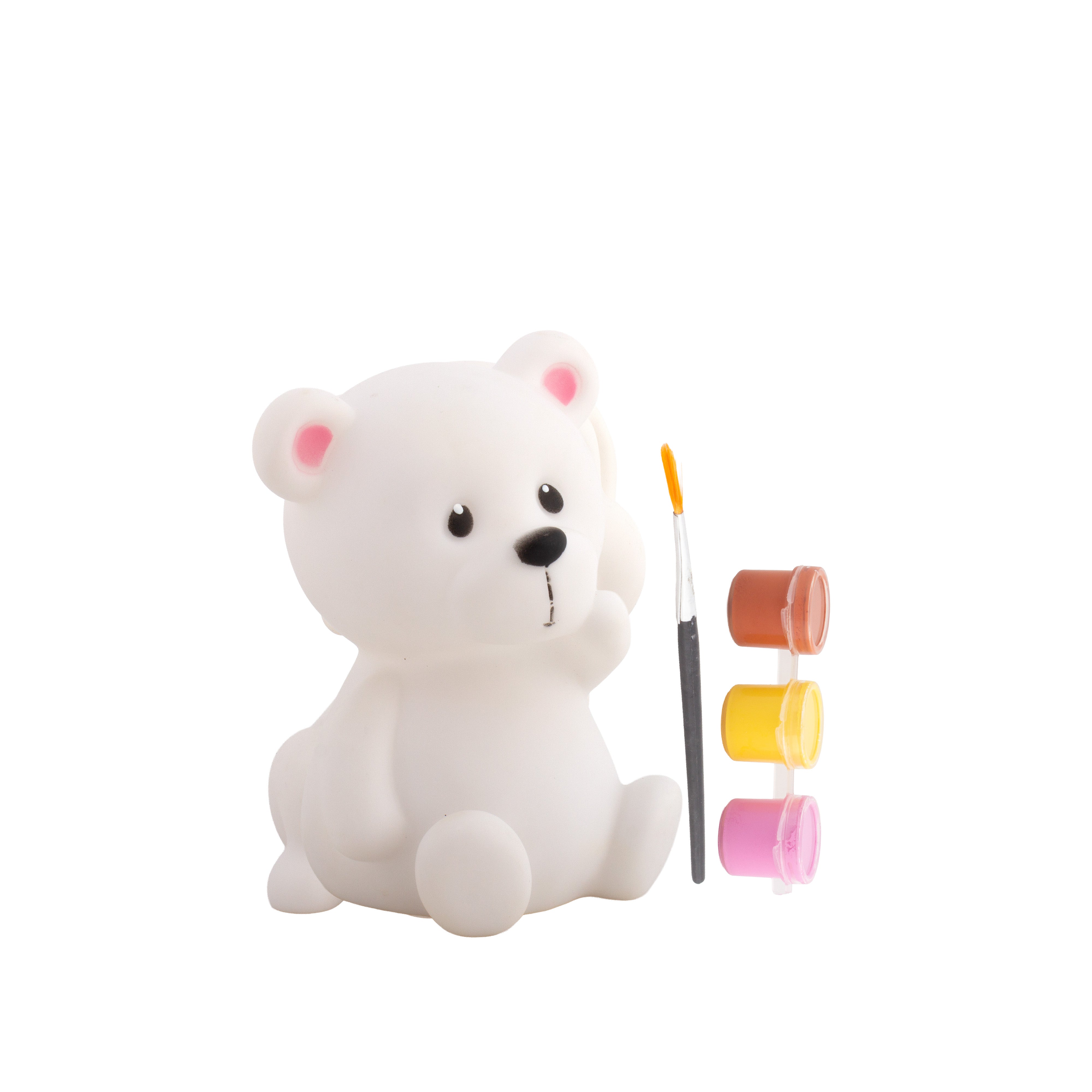 Silicone LED Night Lamp with Acrylic Paint and Brush Teddy 12 x7.8cm