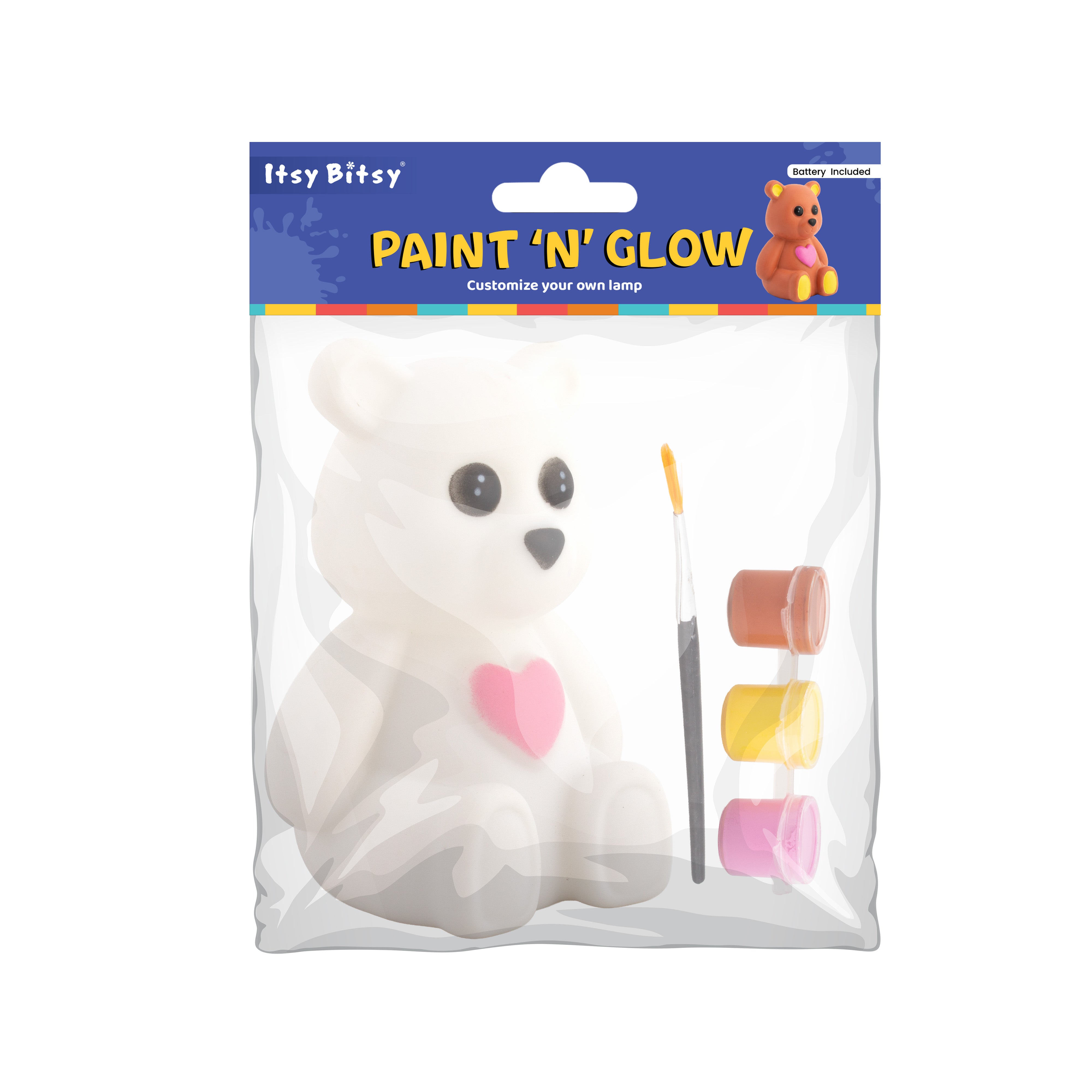Silicone LED Night Lamp with Acrylic Paint and Brush Teddy Love 11 x9cm