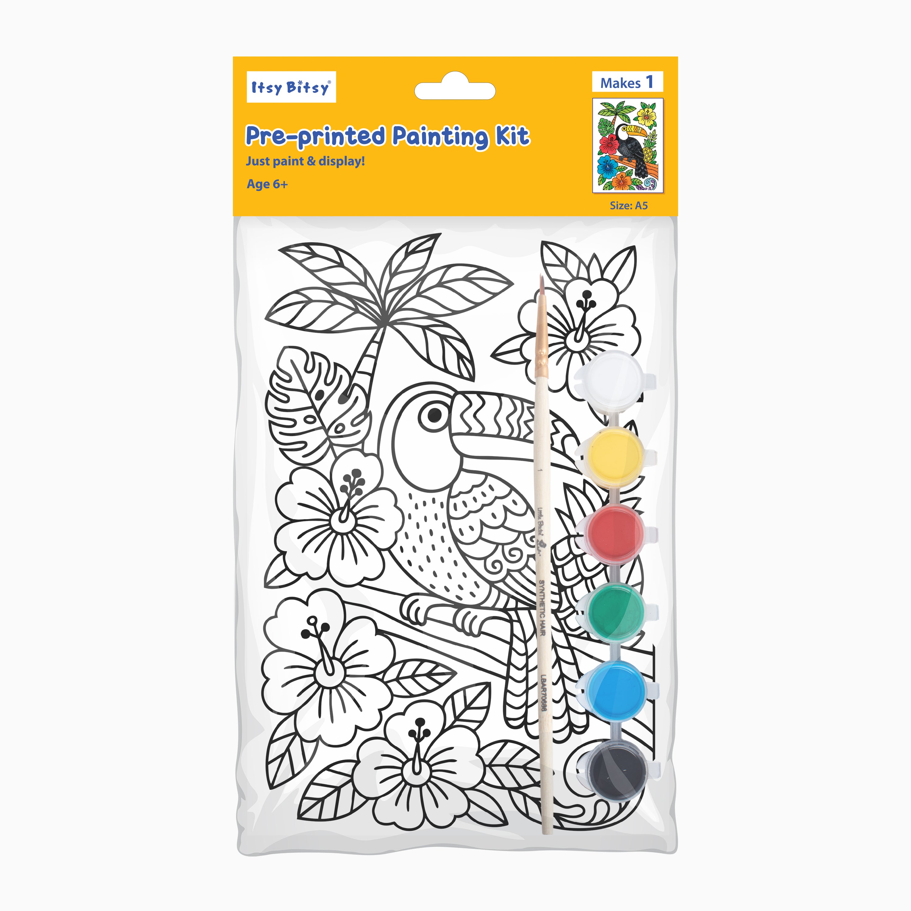 DIY Pre-Printed Painting Kit - Tropical Toucan, 5.83 X 8.27inch