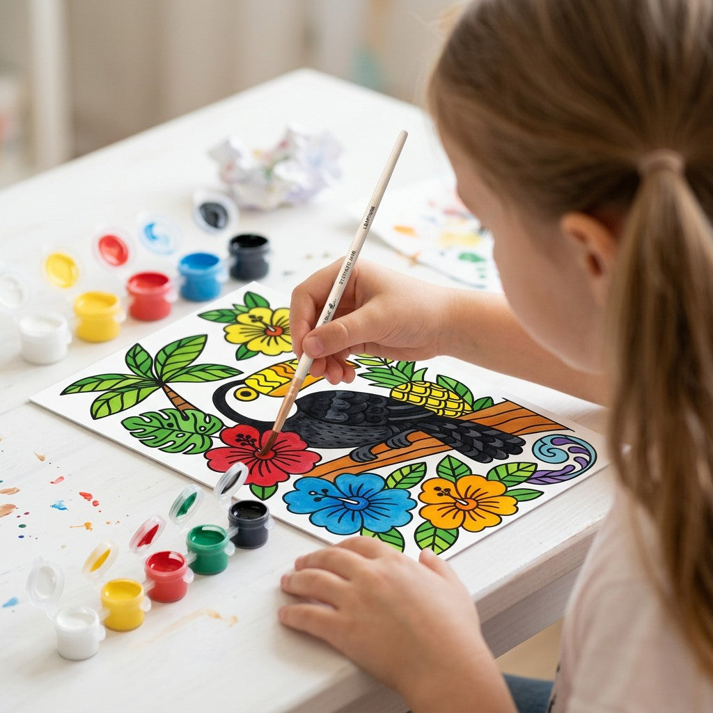 DIY Pre-Printed Painting Kit - Tropical Toucan, 5.83 X 8.27inch