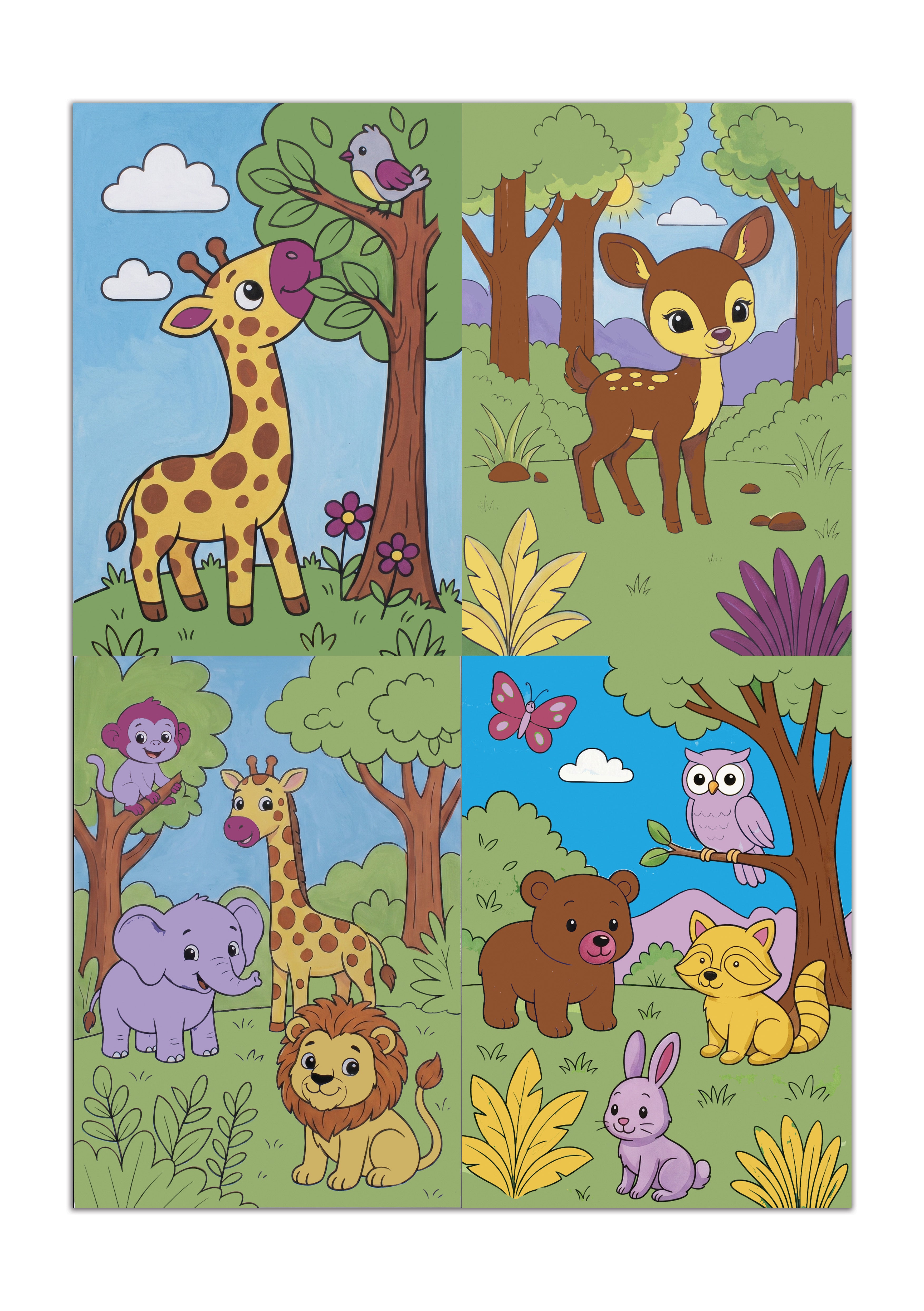 DIY Paint By Numbers - Giraffe Buddy, Set of 4 Designs With Paints and Brush 5.83 X 8.27inch
