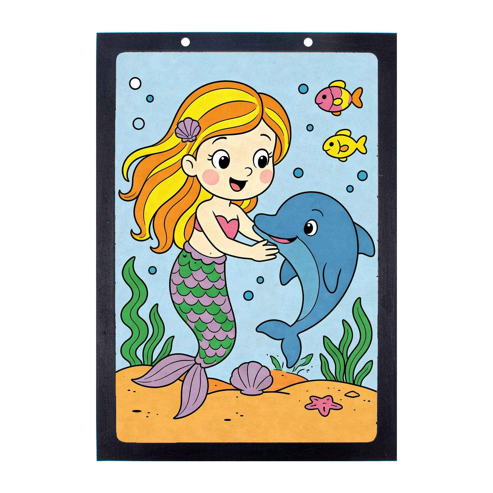 DIY Framed Pre-Printed Hanging Decor Painting Kit - Mermaid Friends, 5.83 X 8.27inch