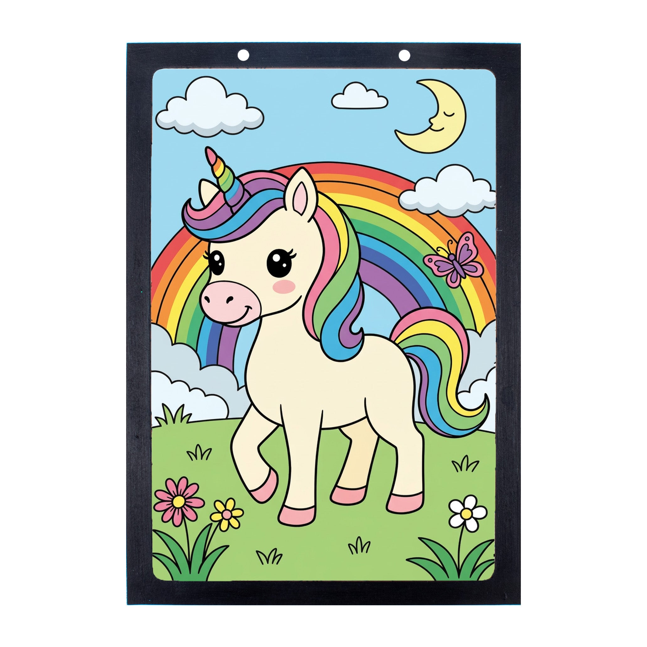 DIY Framed Pre-Printed Hanging Decor Painting Kit - Rainbow Unicorn, 5.83 X 8.27inch