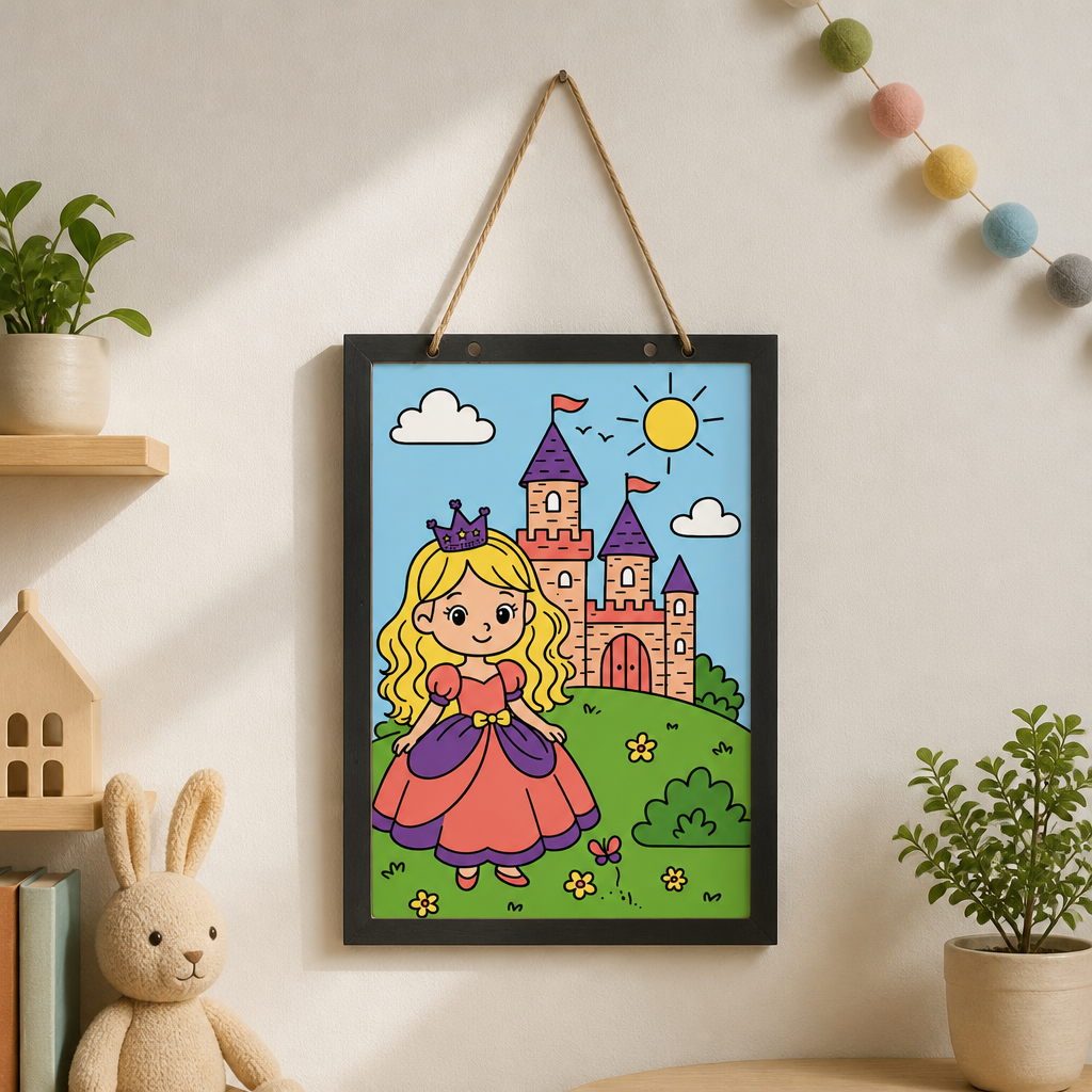 DIY Framed Pre-Printed Hanging Decor Painting Kit - Little Princess, 5.83 X 8.27inch