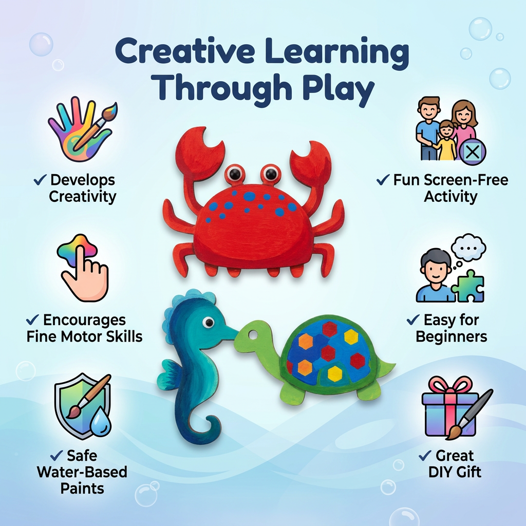 DIY 3D Magnet Art Kit - Aquatic Friends, Set of 3, 7cm