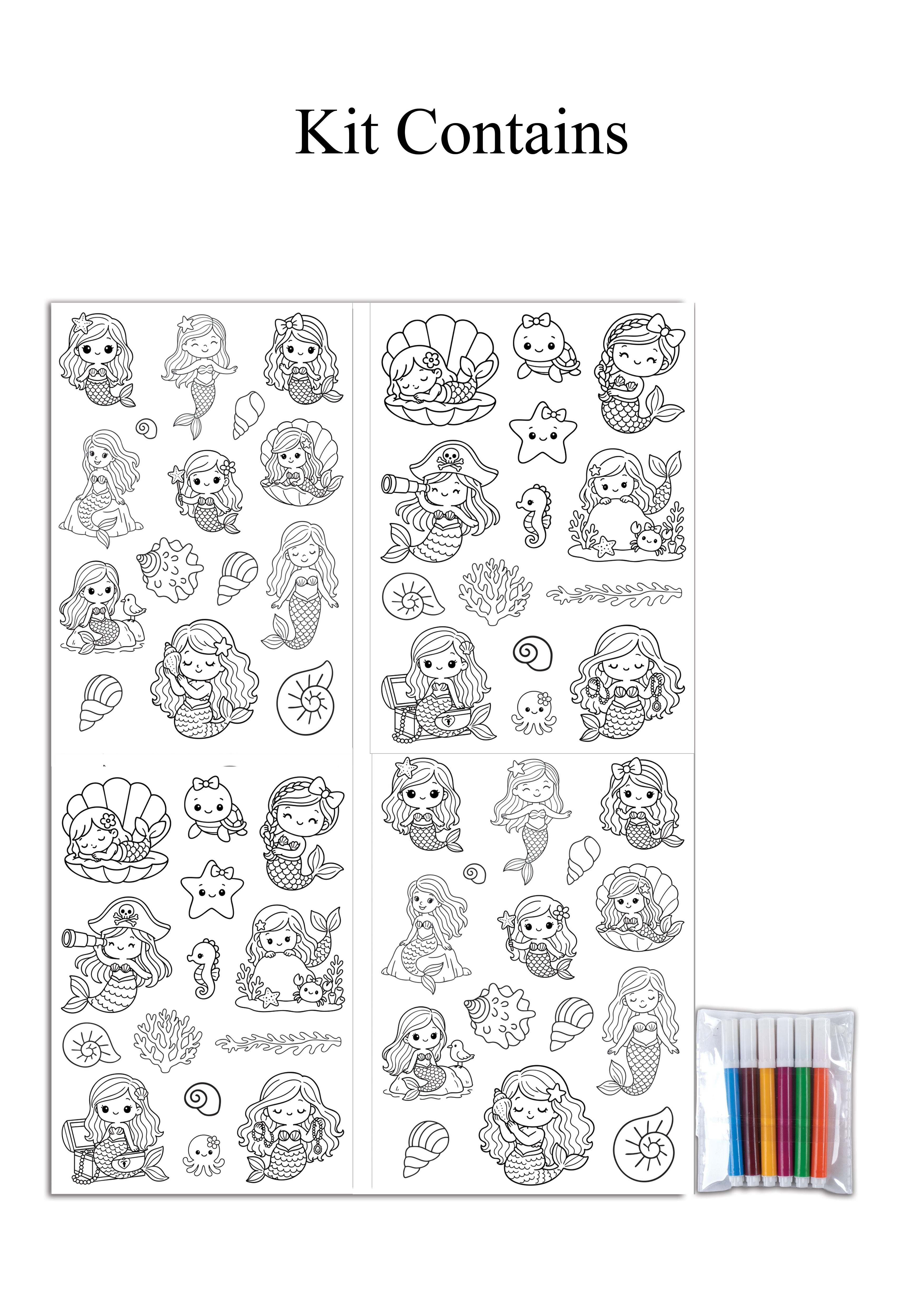 DIY Colour Your Own Sticker Sheets - Mermaid Magic, 2 Designs X 2 Sheets