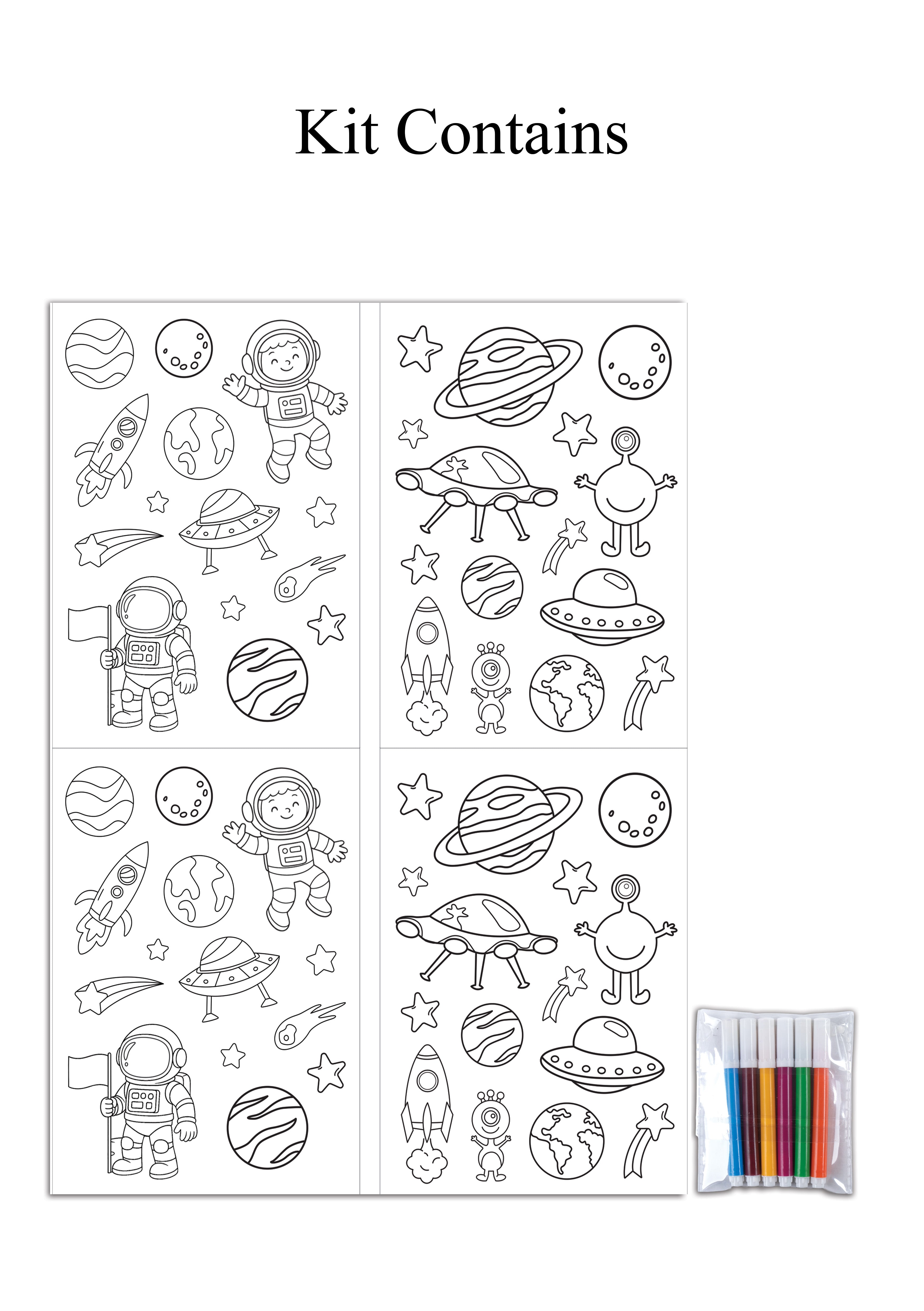 DIY Colour Your Own Sticker Sheets - Space Explorer, 2 Designs X 2 Sheets