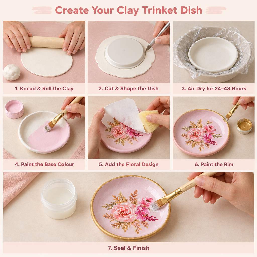 DIY Clay Trinket Dish Kit Rose Blush BOX