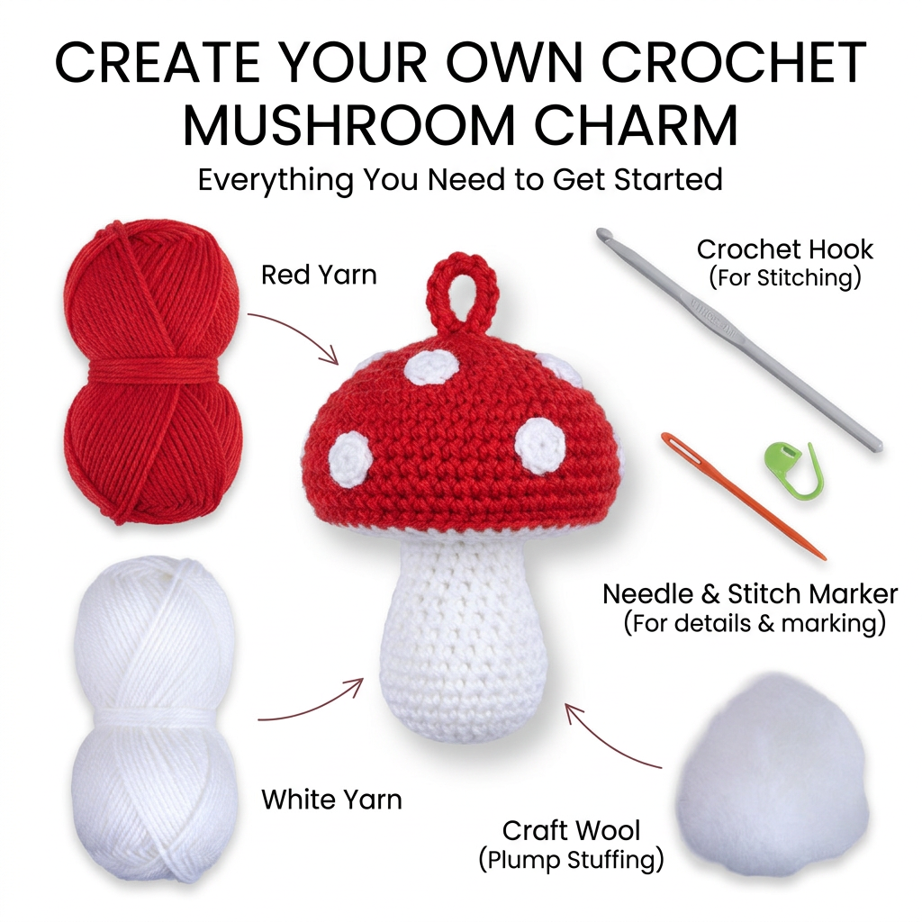 DIY Crochet Charm Mushroom kit