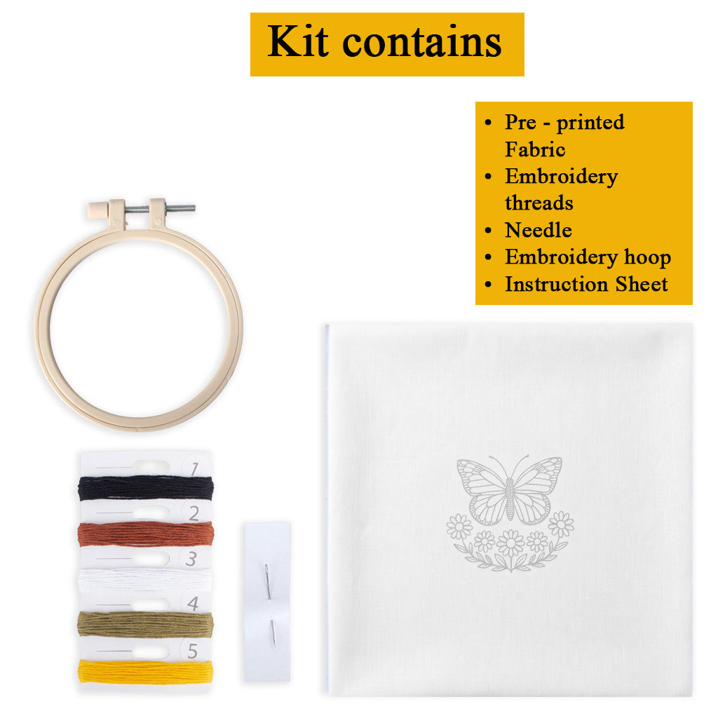 DIY Pre-Printed Design Embroidery Kit Butterfly BOX IB
