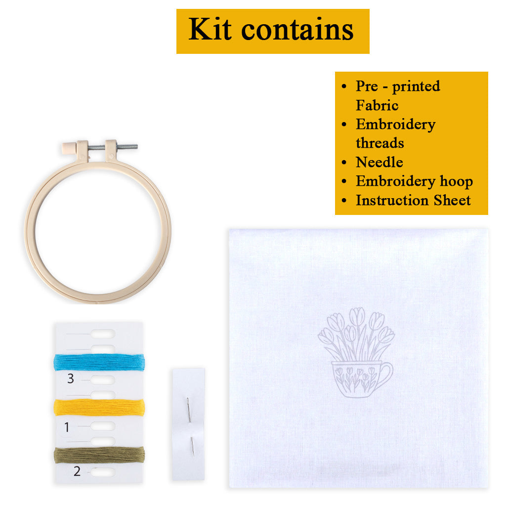 DIY Pre-Printed Design Embroidery Kit Tulips BOX IB