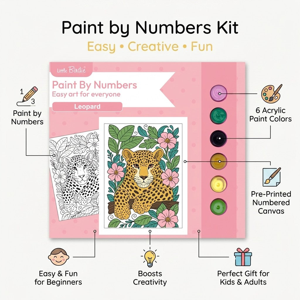 DIY Paint By Numbers Kit Leopard 8 X 10 inch 1pc