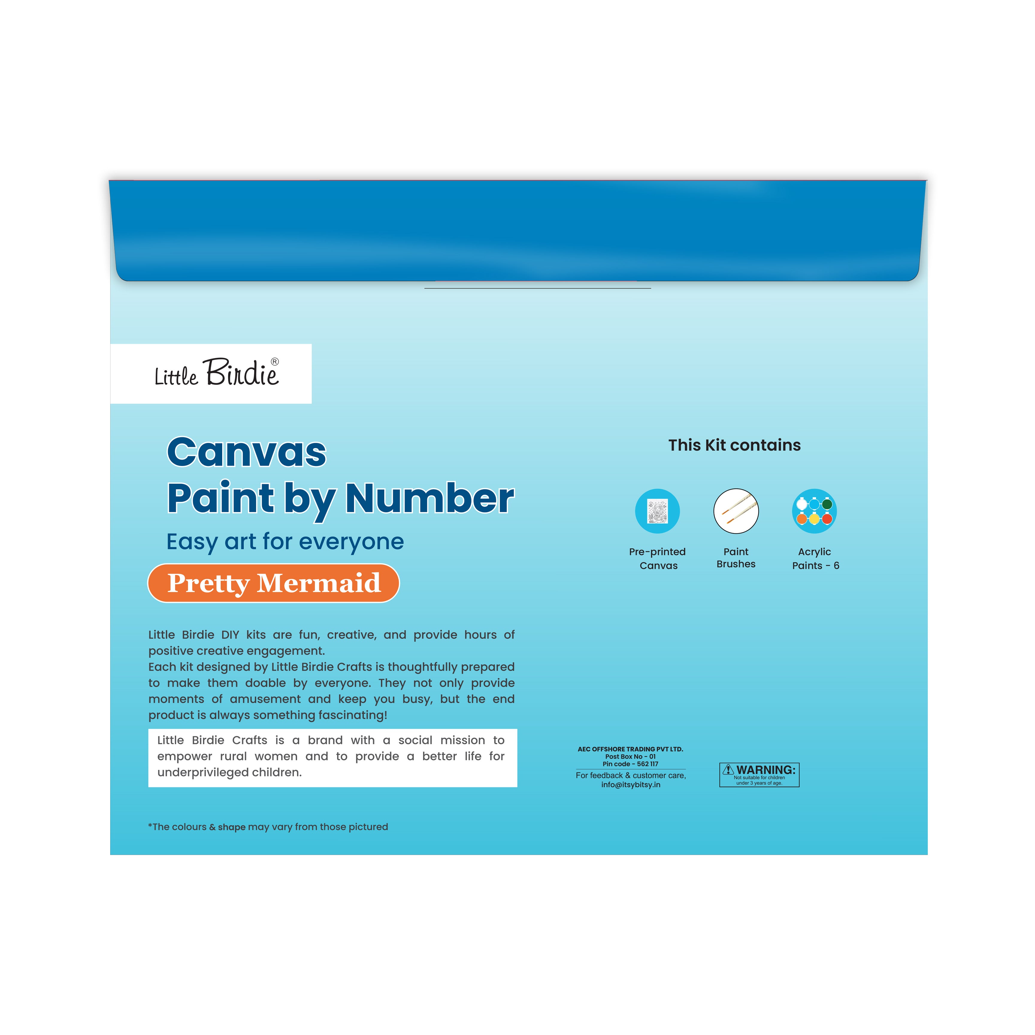 DIY Paint By Numbers Kit Pretty Mermaid 10 X 12 inch 1pc