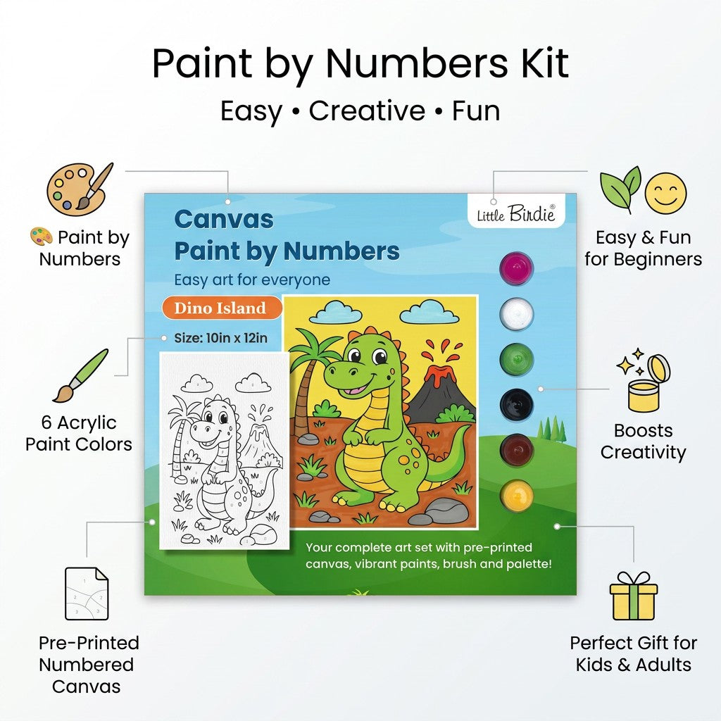 DIY Paint By Numbers Kit Dino Island 10 X 12 inch 1pc