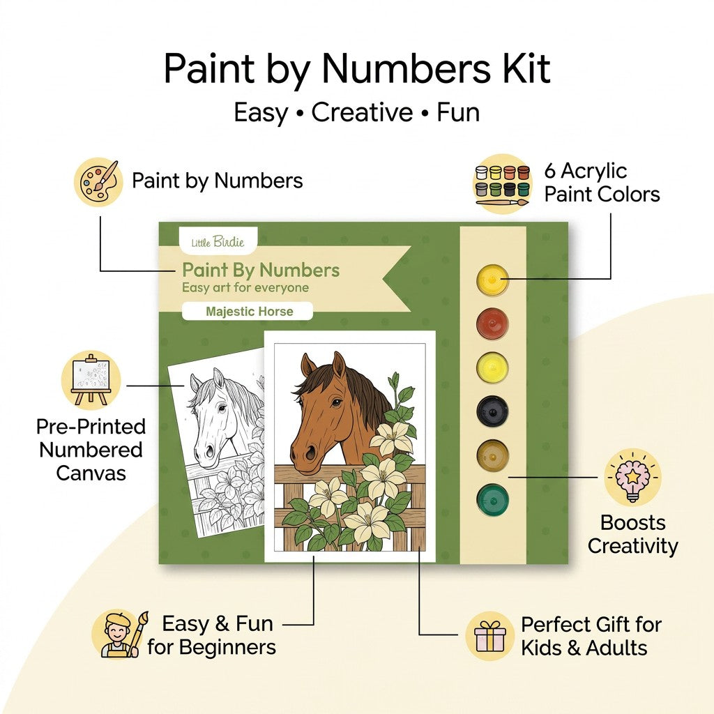 DIY Paint By Numbers Kit Majestic Horse 8 X 10 inch 1pc