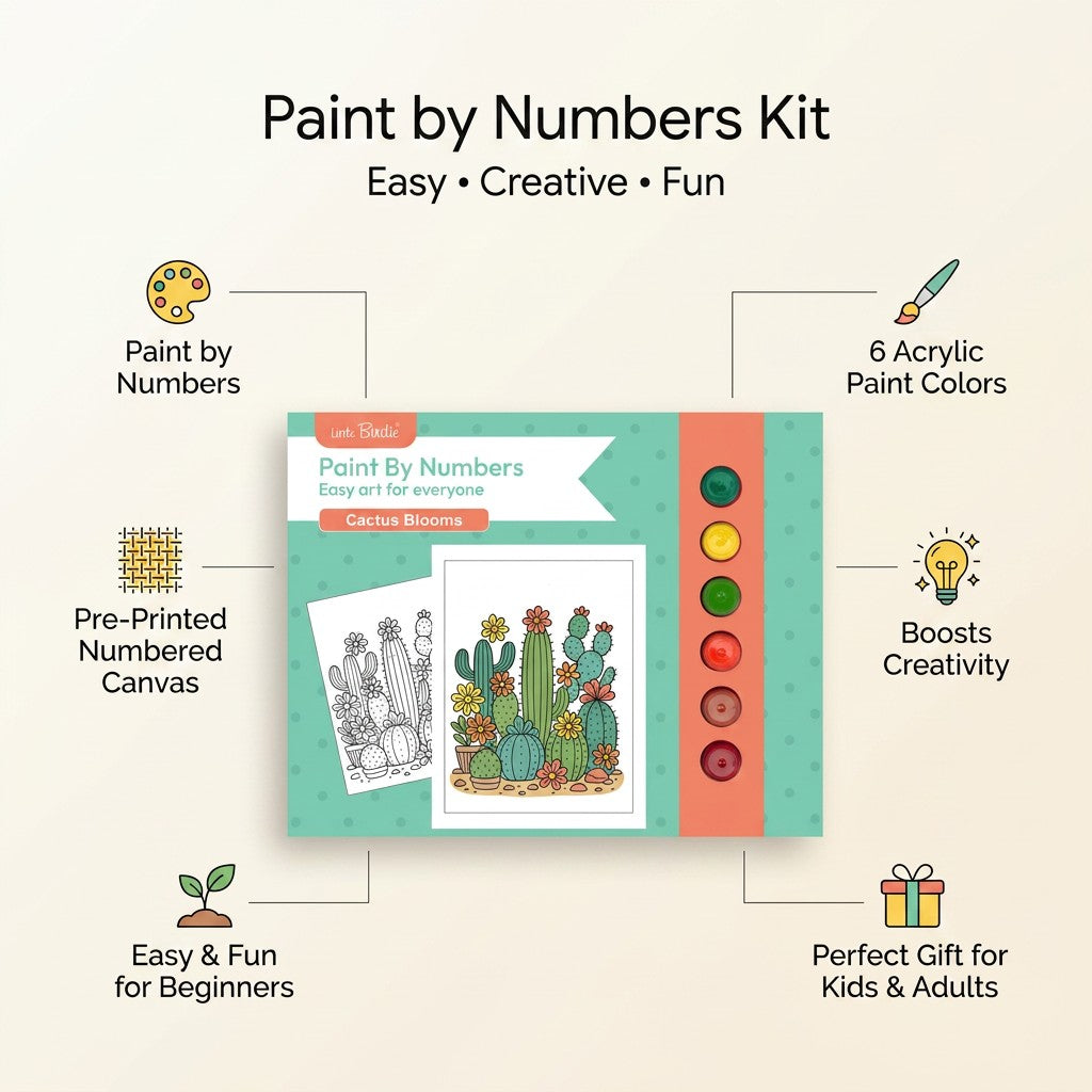 DIY Paint By Numbers Kit Cactus Blooms 8 X 10 inch 1pc
