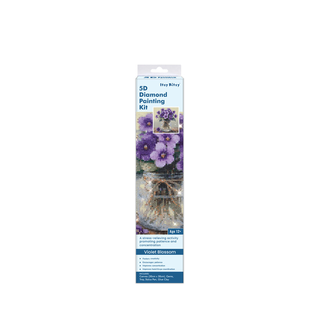 5D Diamond Painting Kit Violet Blossom 30 X 30cm 1pc Acetate Box