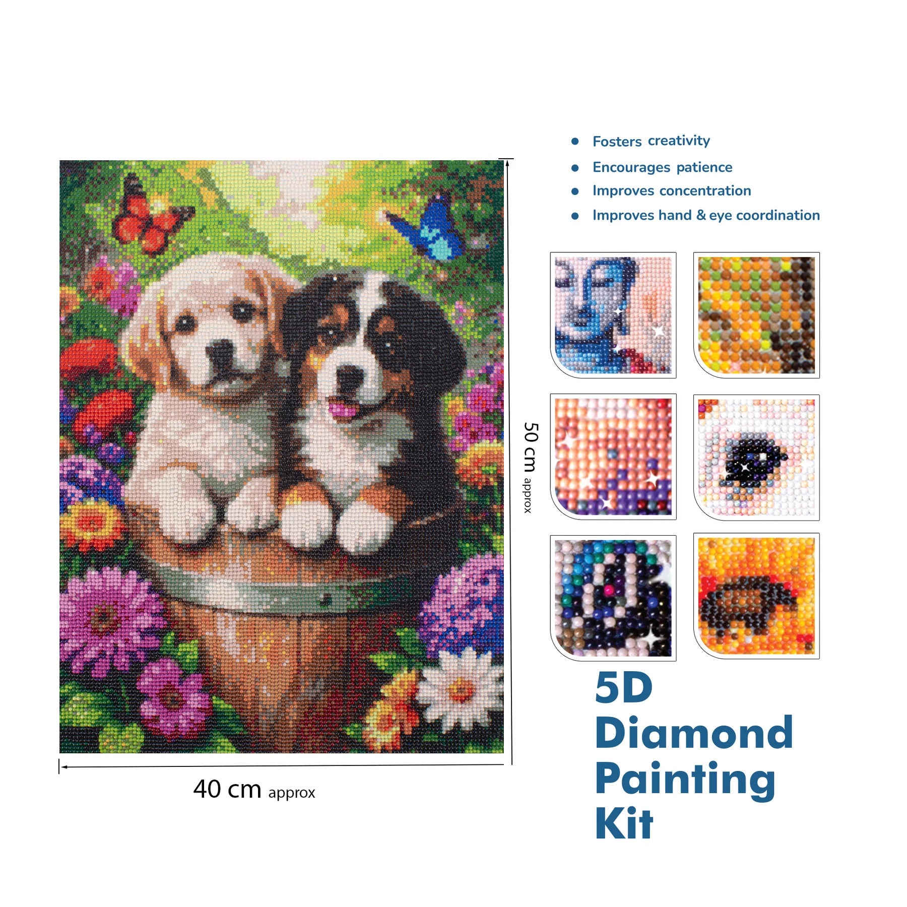 5D Diamond Painting Kit Fur Friends 40 X 50cm 1pc Acetate Box