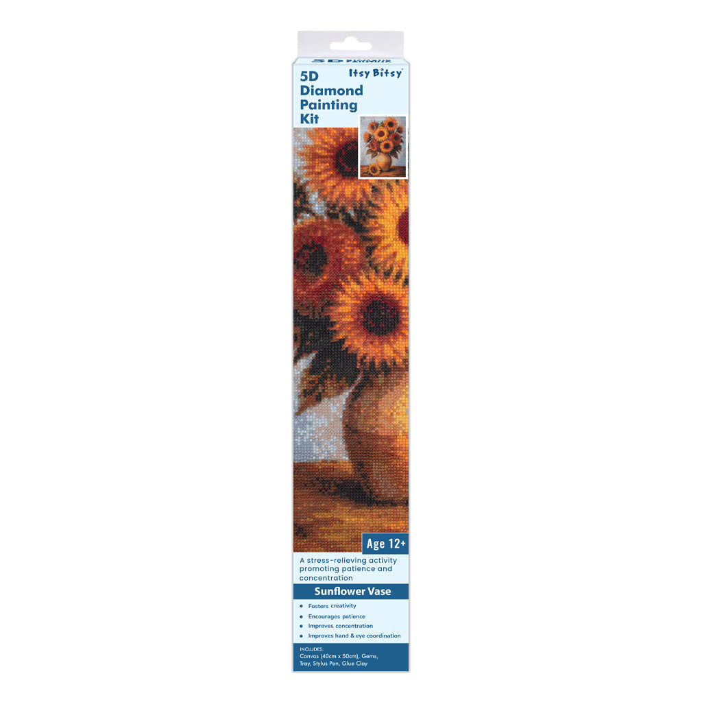 5D Diamond Painting Kit Sunflower Vase 40 X 50cm 1pc Acetate Box