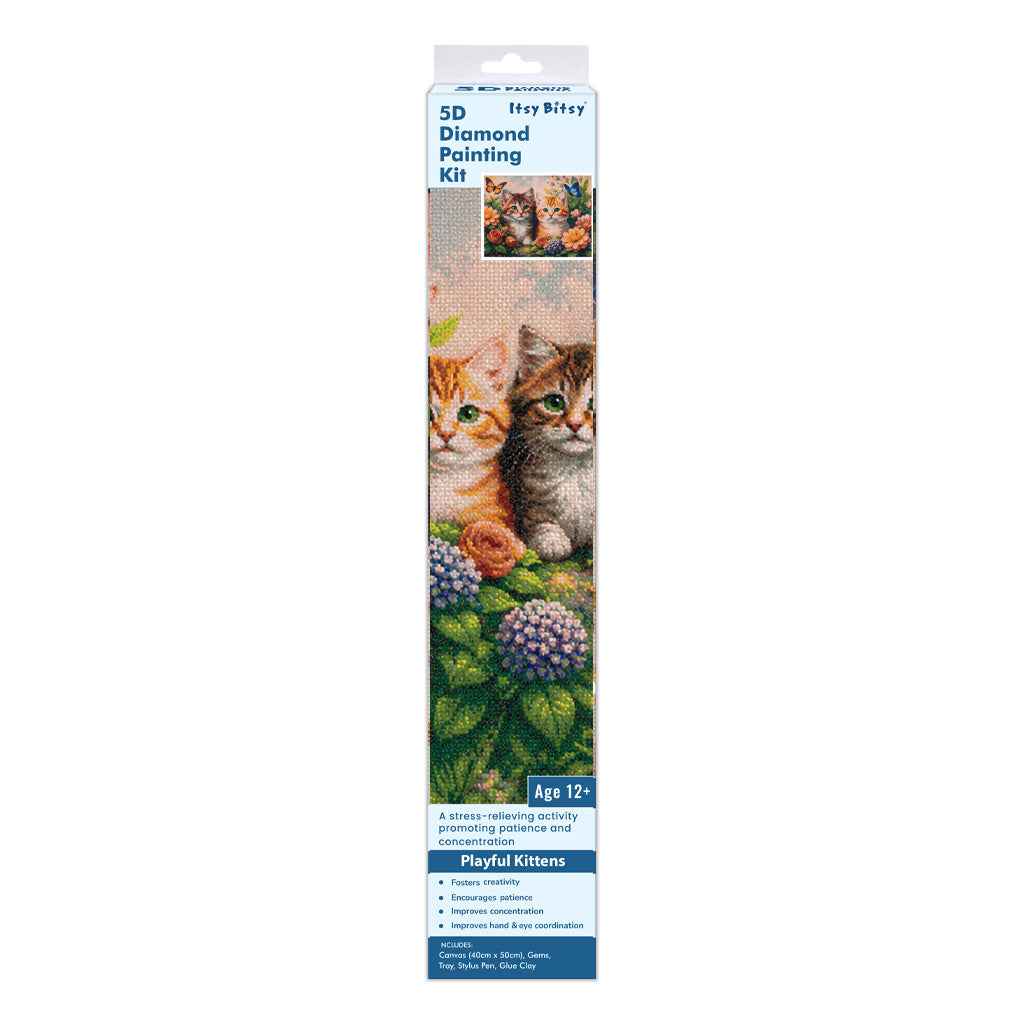5D Diamond Painting Kit Playful Kittens 40 X 50cm 1pc Acetate Box